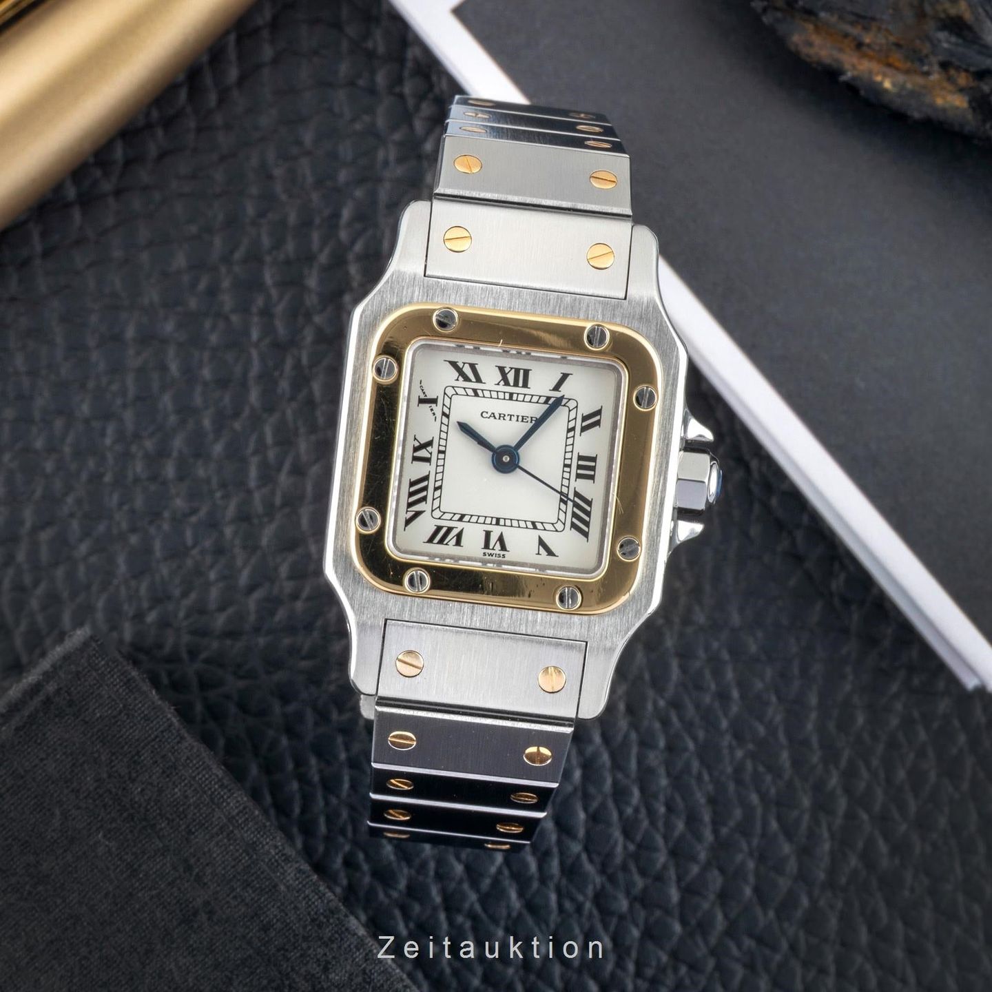 Cartier Santos 82036283 (Unknown (random serial)) - White dial 24 mm Gold/Steel case (3/8)