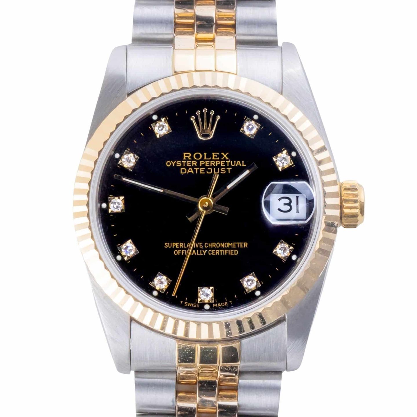 Rolex Datejust 31 68273 (1990) - Black dial 31 mm Gold/Steel case (3/8)