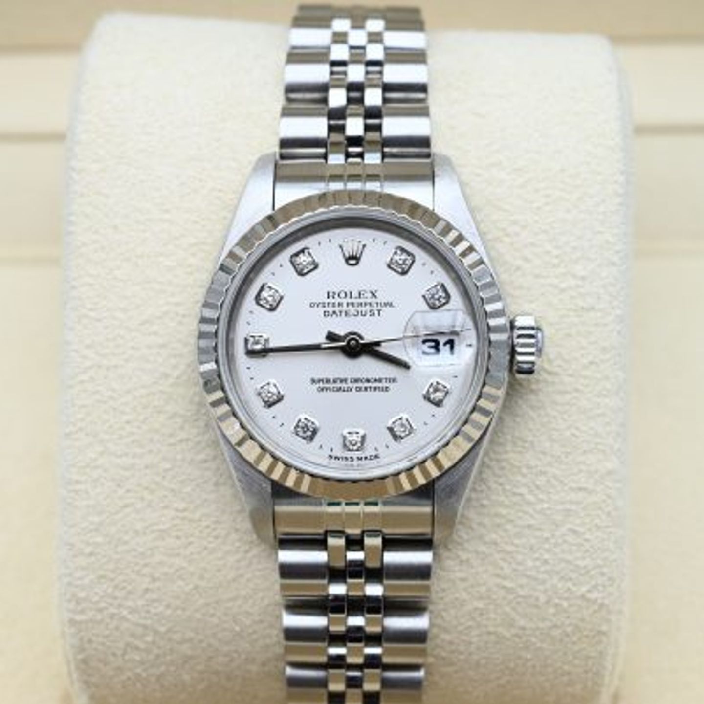 Rolex Lady-Datejust 69174 (1997) - Zilver wijzerplaat 26mm Staal (3/8)