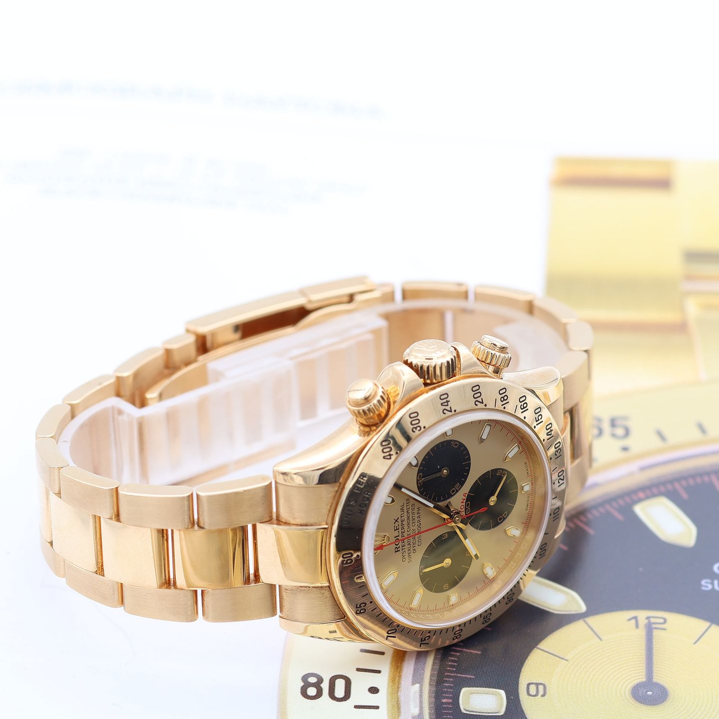 Rolex Daytona 116528 (Onbekend (willekeurig serienummer)) - Champagne wijzerplaat 40mm Geelgoud (7/8)