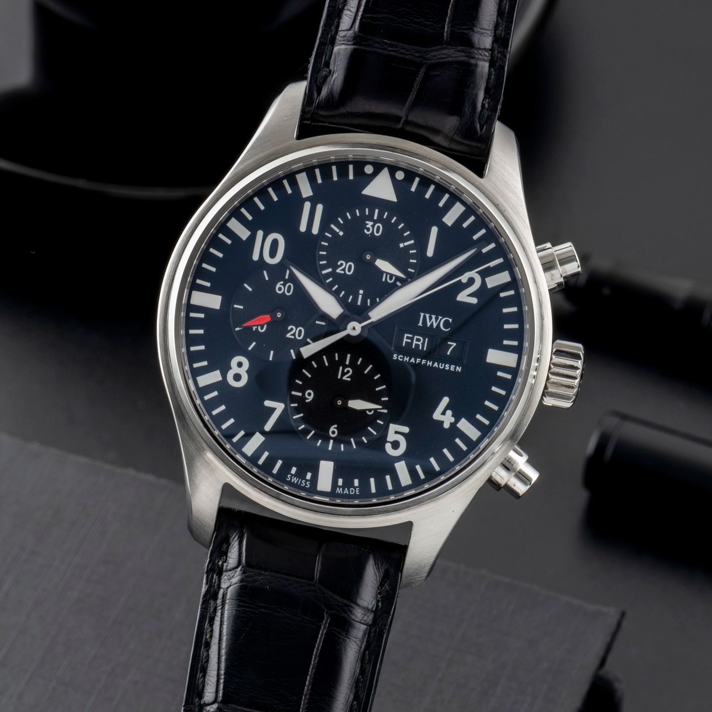 IWC Pilot Chronograph IW377709 (Unknown (random serial)) - Black dial 43 mm Steel case (3/8)