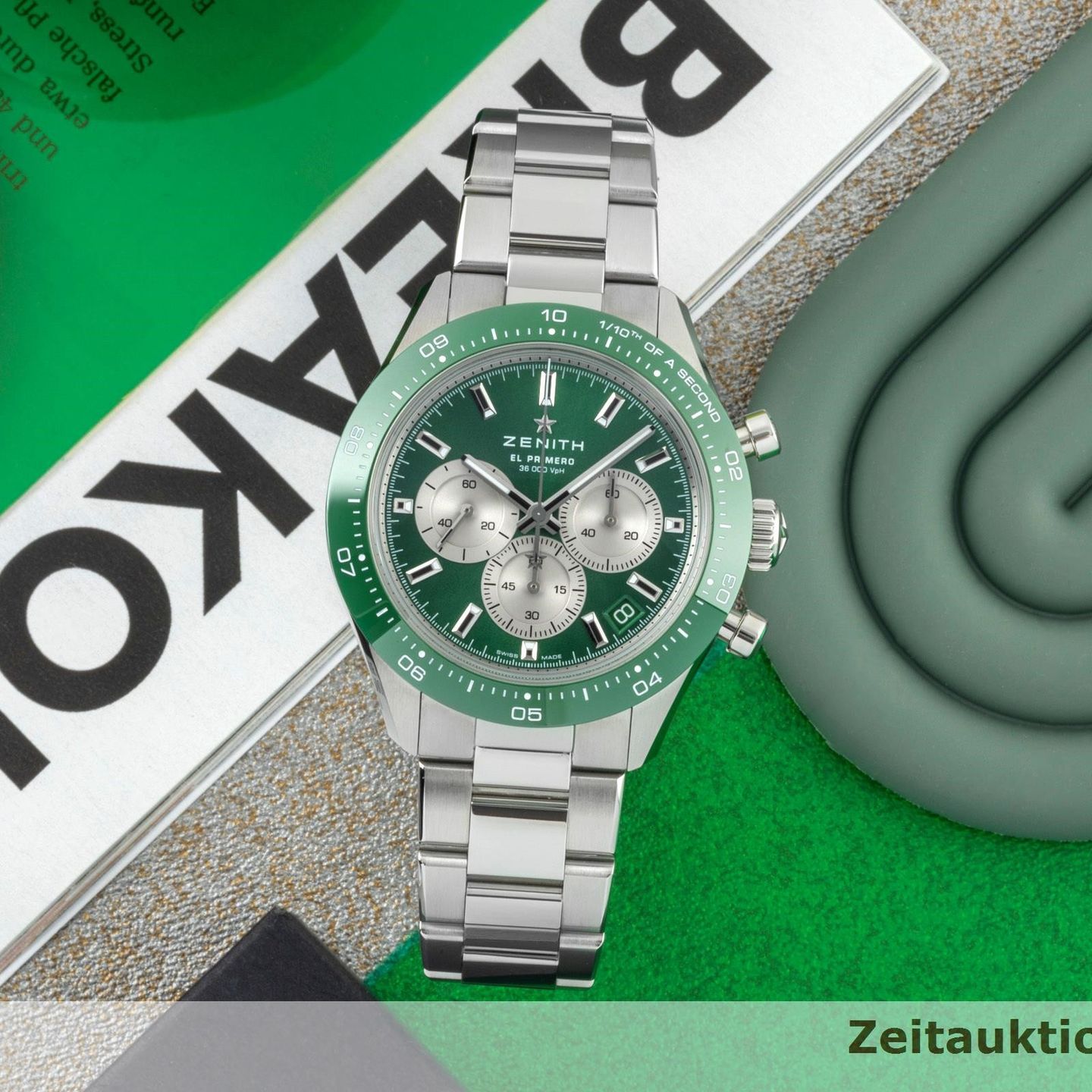 Zenith Chronomaster Sport 03.3108.3600/57.M3100 (Unknown (random serial)) - Green dial 41 mm Steel case (1/8)