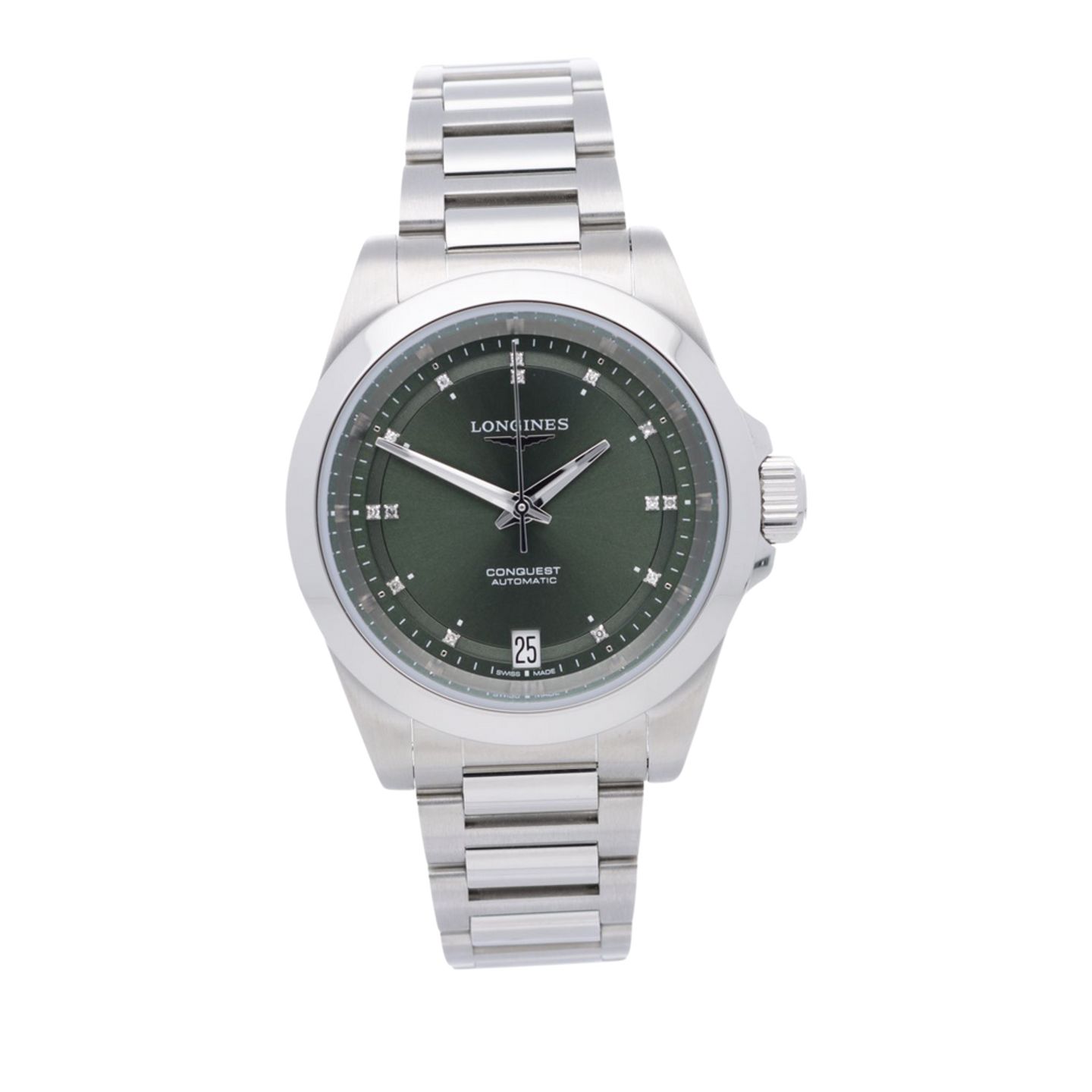 Longines Conquest L3.430.4.07.6 (2025) - Groen wijzerplaat 34mm Staal (1/7)