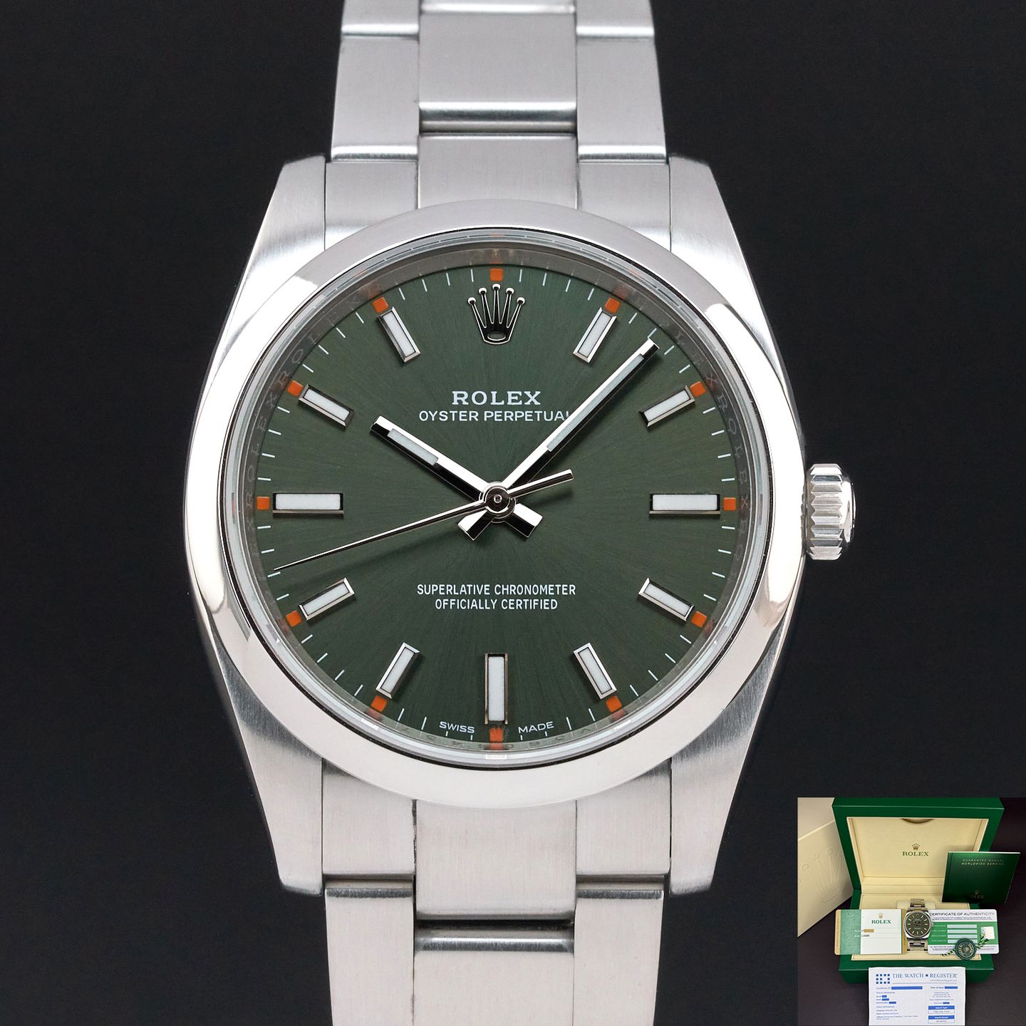 Rolex Oyster Perpetual 34 114200 (2017) - 34mm Staal (1/8)