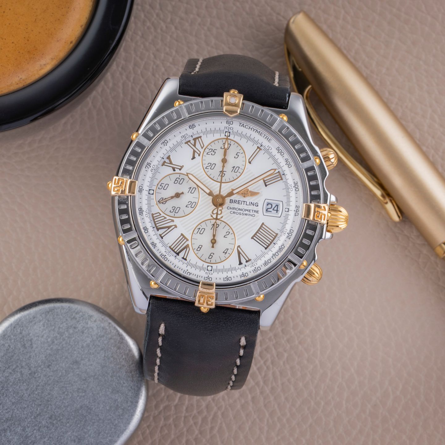 Breitling Crosswind Chronograph B13355 (2001) - White dial 43 mm Steel case (1/8)