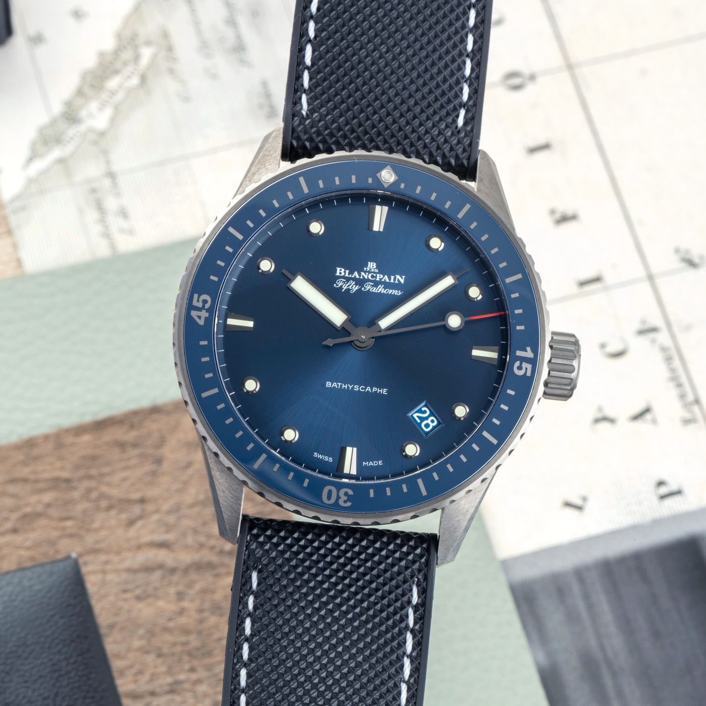 Blancpain Fifty Fathoms 5000-0240-O52A (Onbekend (willekeurig serienummer)) - Blauw wijzerplaat 42mm Keramiek (3/8)