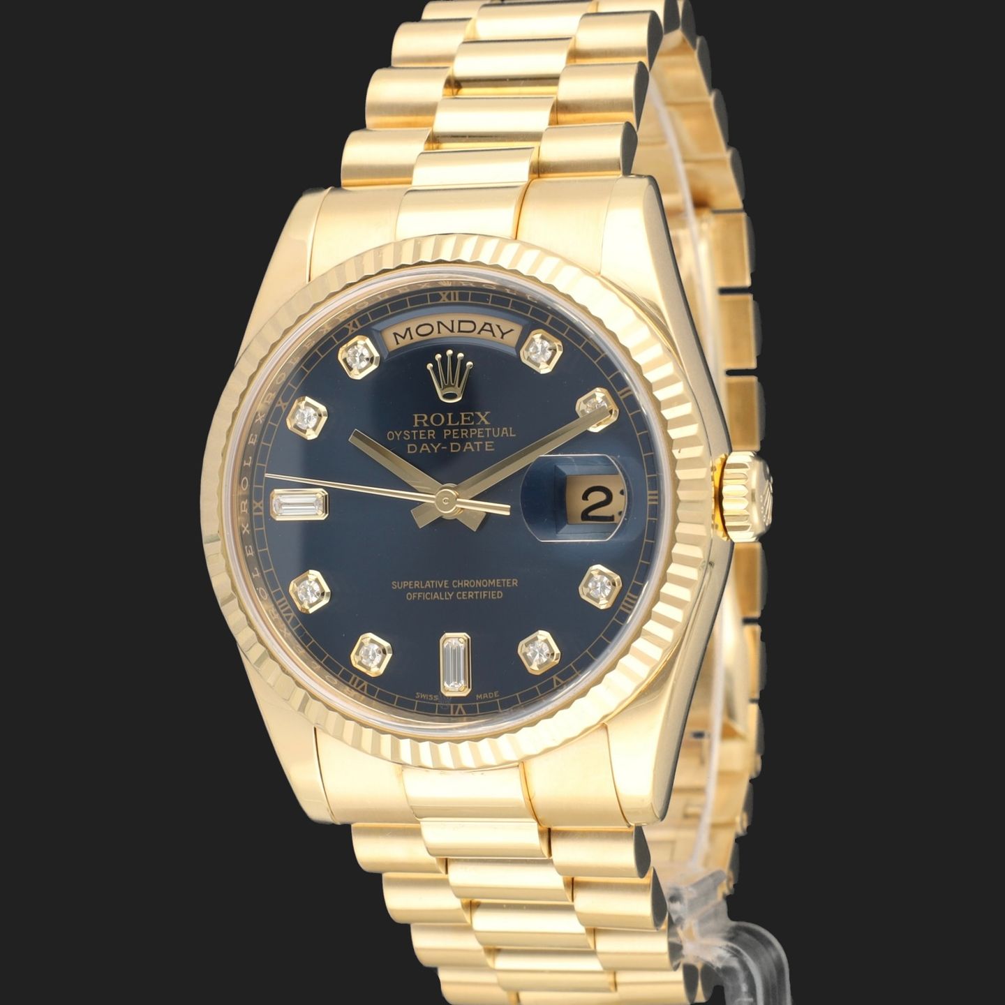 Rolex Day-Date 36 118238 (2008) - Blue dial 36 mm Yellow Gold case (1/8)