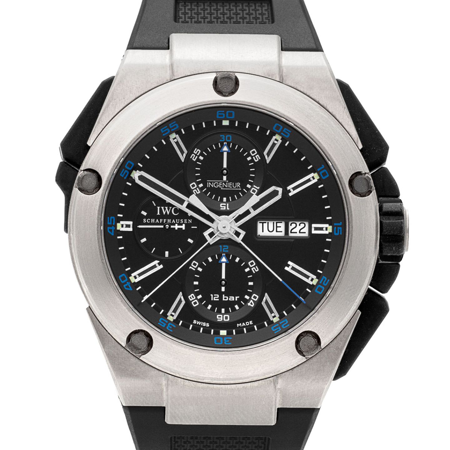 IWC Ingenieur Double Chronograph Titanium IW376501 (2012) - Zwart wijzerplaat 45mm Titanium (1/4)