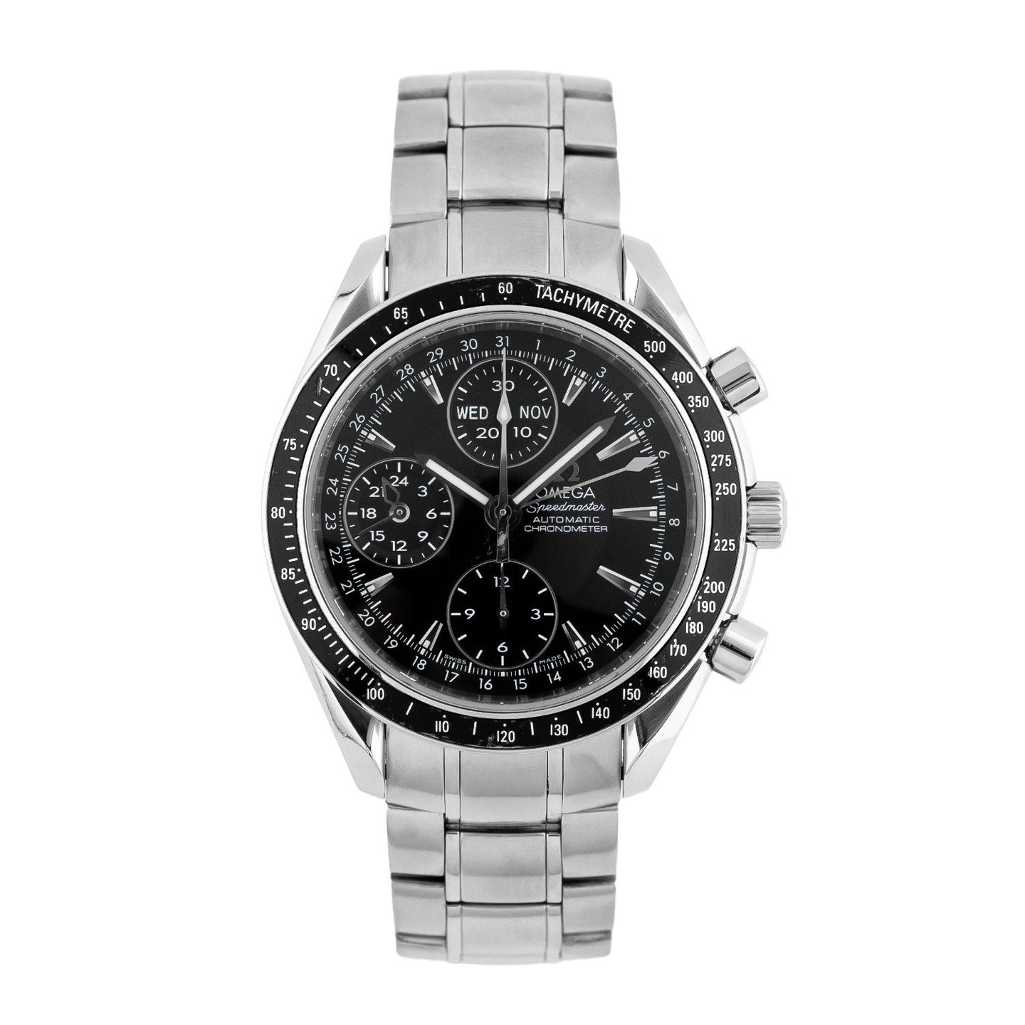 Omega Speedmaster Day Date 3220.50.00 (Onbekend (willekeurig serienummer)) - Zwart wijzerplaat 40mm Staal (1/4)