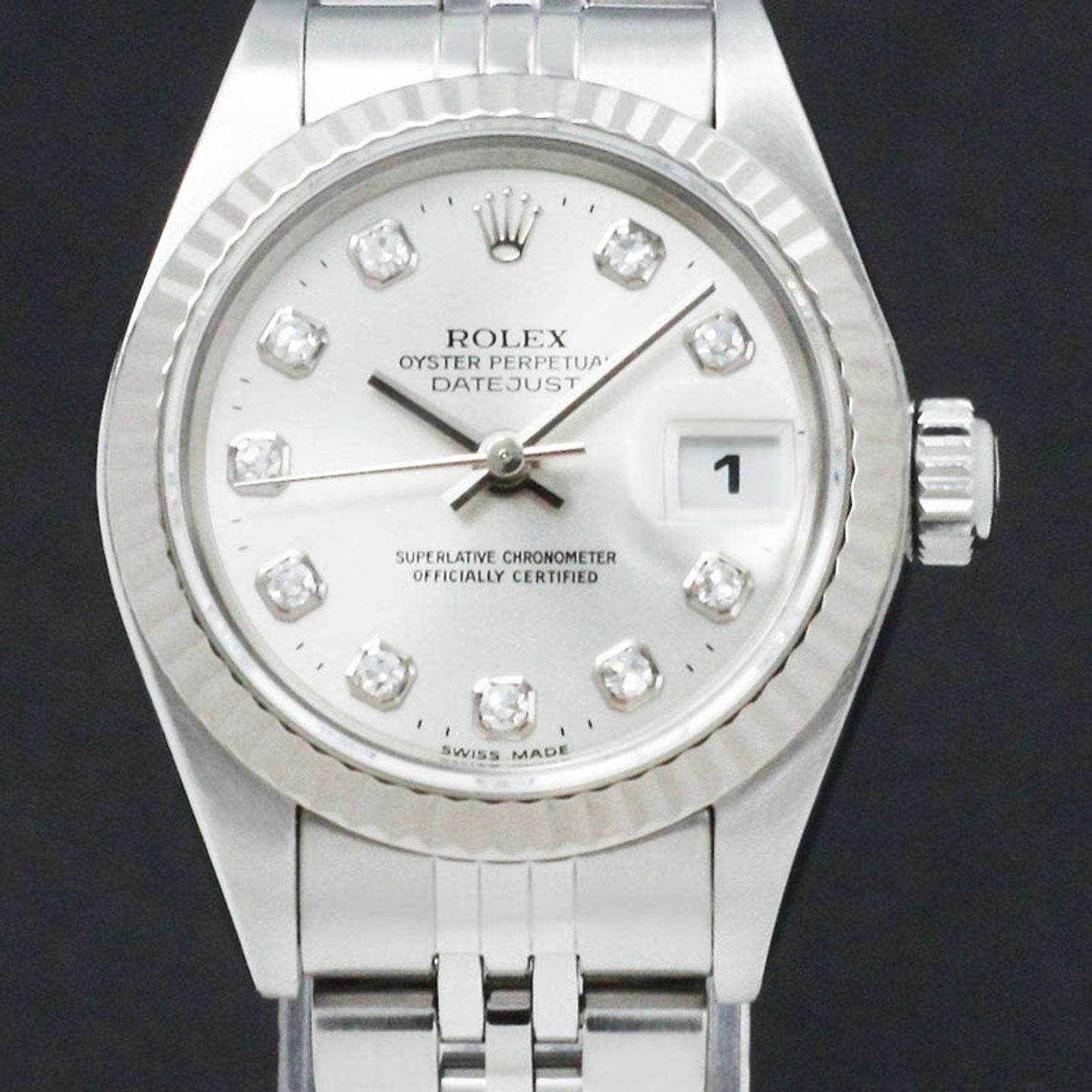 Rolex Lady-Datejust 79174 (2001) - Zilver wijzerplaat 26mm Staal (1/7)