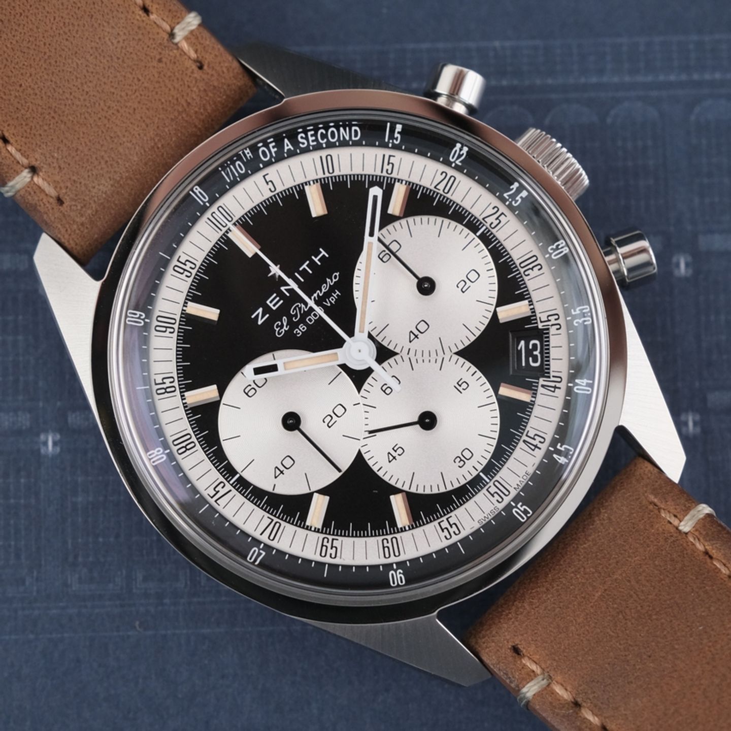 Zenith El Primero Chronomaster 03.3200.3600/21.C903 (2023) - Zwart wijzerplaat 38mm Staal (4/8)