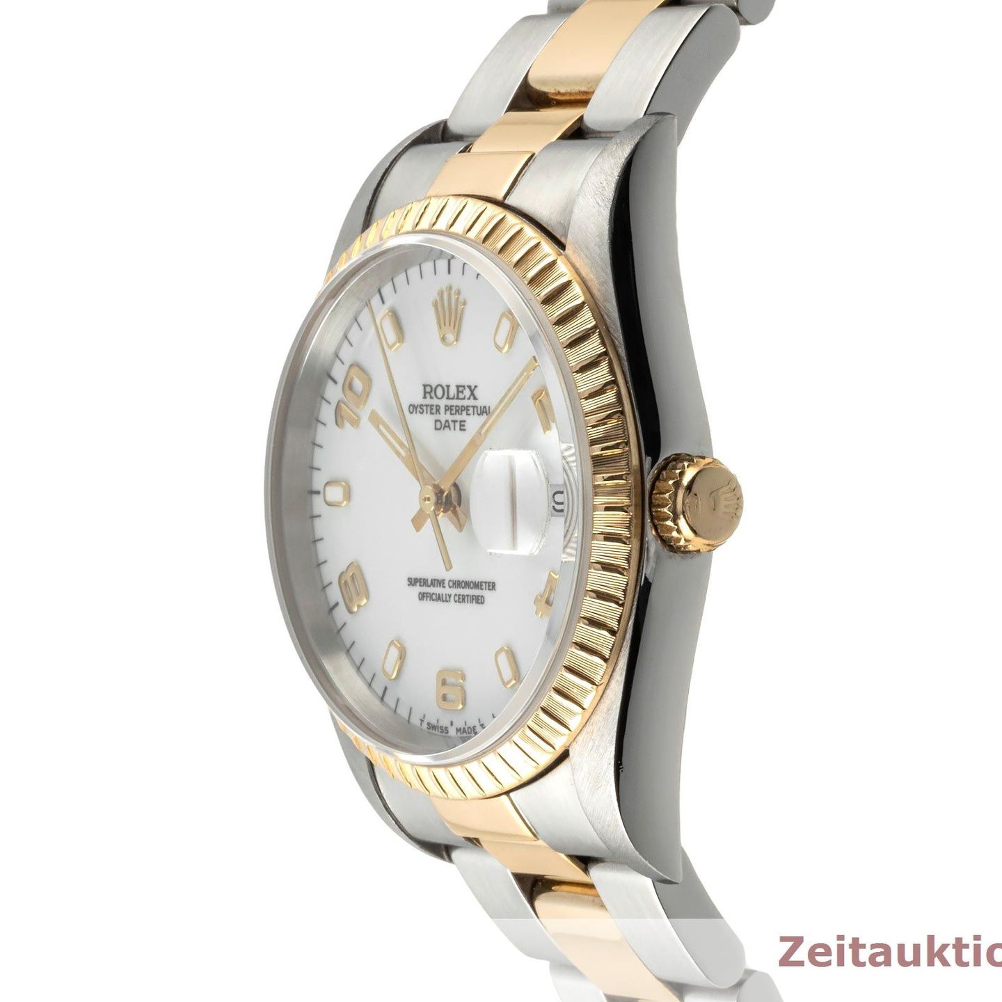 Rolex Oyster Perpetual Date 15223 (Unknown (random serial)) - White dial 34 mm Gold/Steel case (6/8)