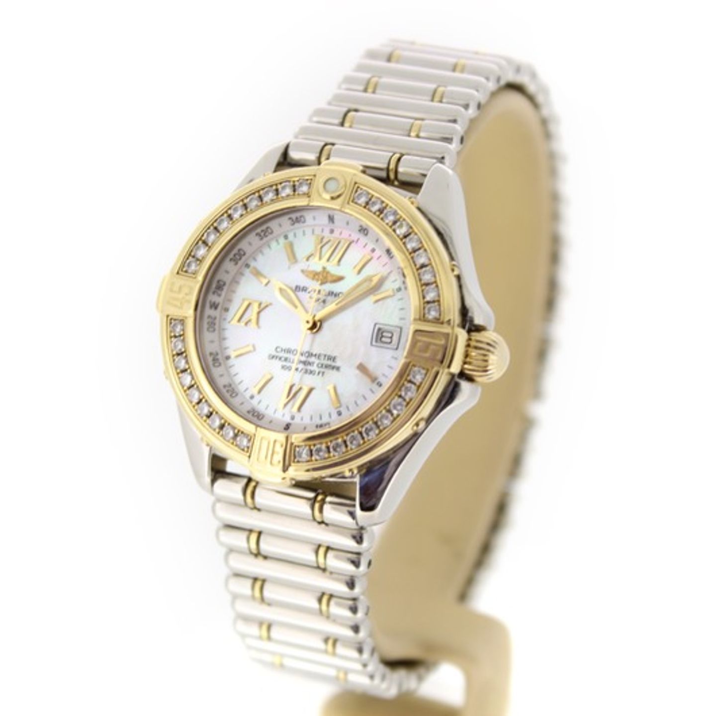 Breitling Cockpit Lady D67365 (2000) - Pearl dial 31 mm Gold/Steel case (3/7)