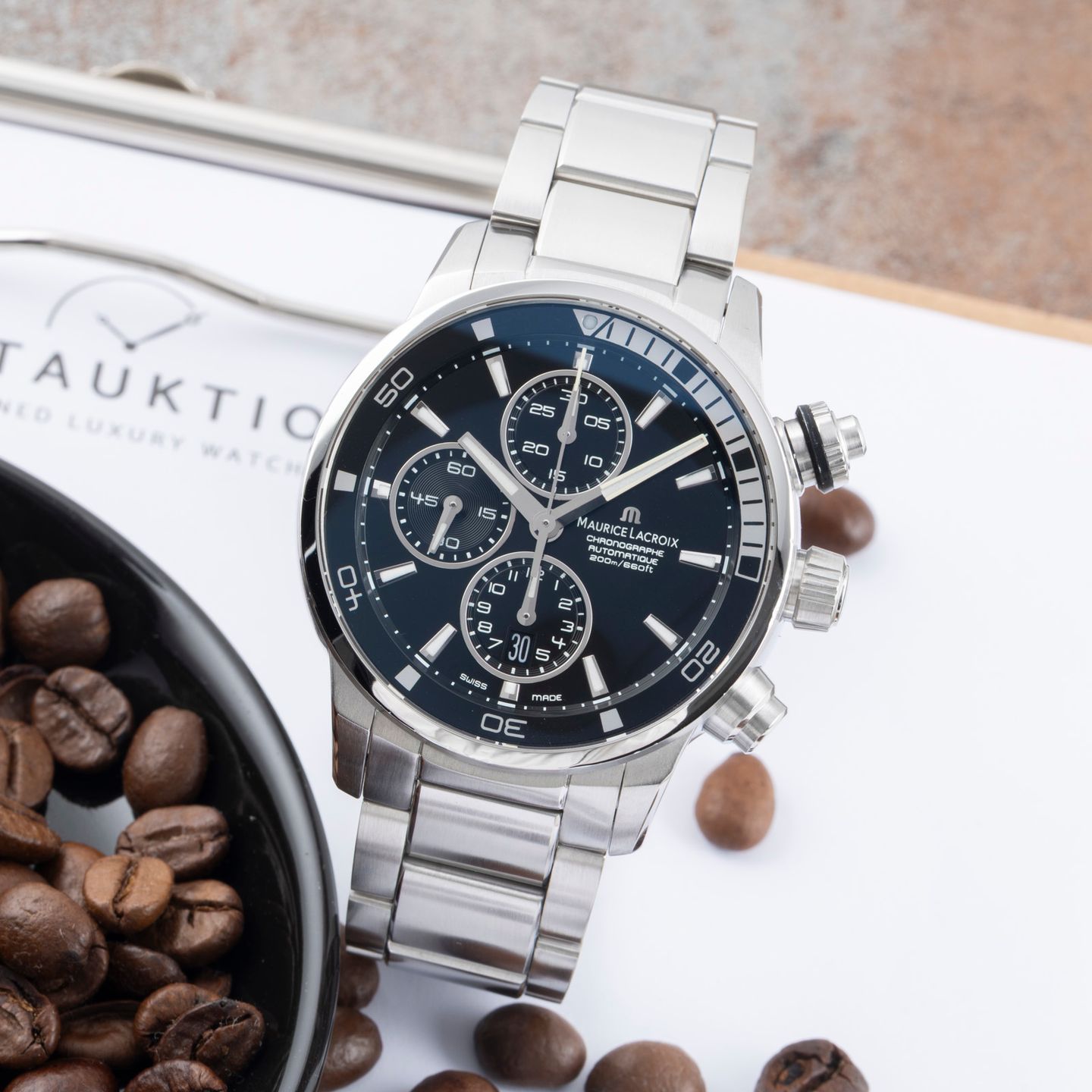 Maurice Lacroix Pontos S PT6008-SS002-330-1 (Onbekend (willekeurig serienummer)) - Zwart wijzerplaat 43mm Staal (1/8)