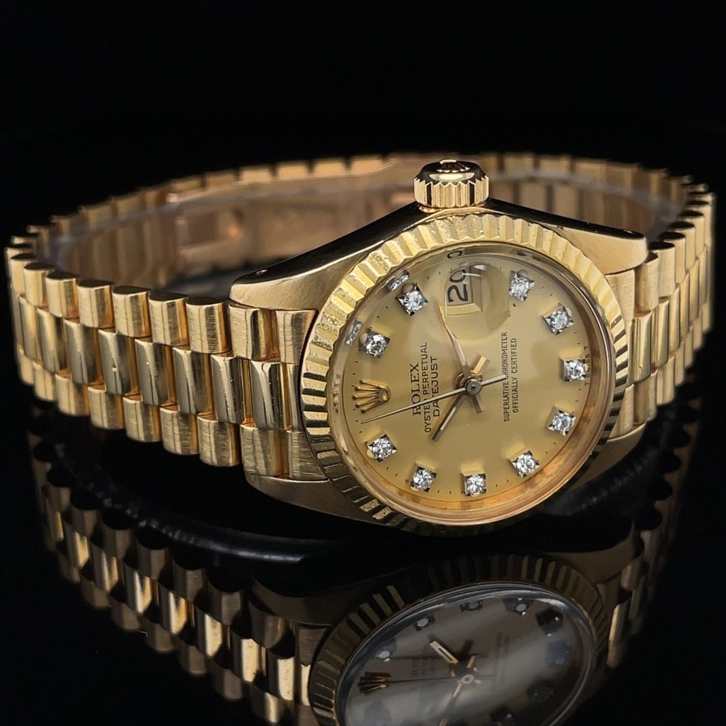 Rolex Lady-Datejust 6917 (1981) - Gold dial 26 mm Yellow Gold case (8/8)