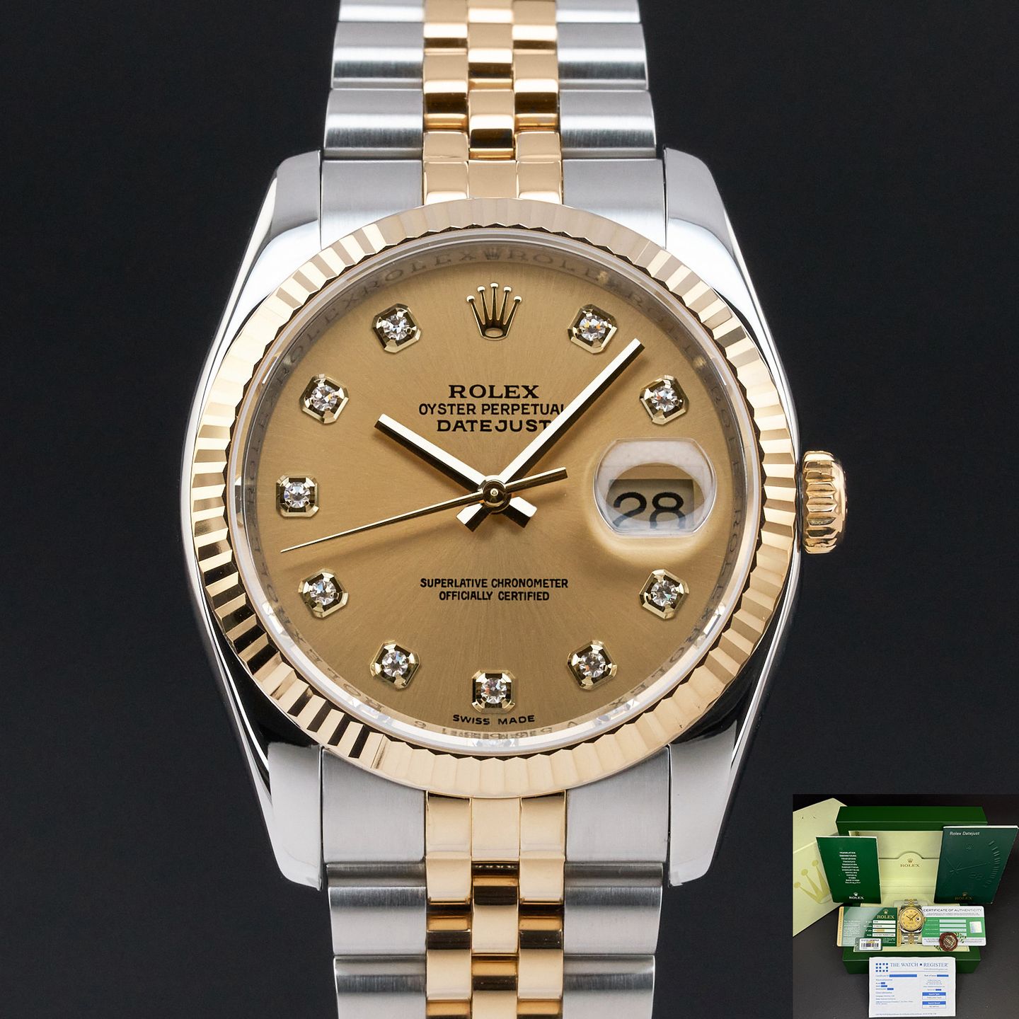 Rolex Datejust 36 116233 (2009) - Champagne dial 36 mm Gold/Steel case (1/8)