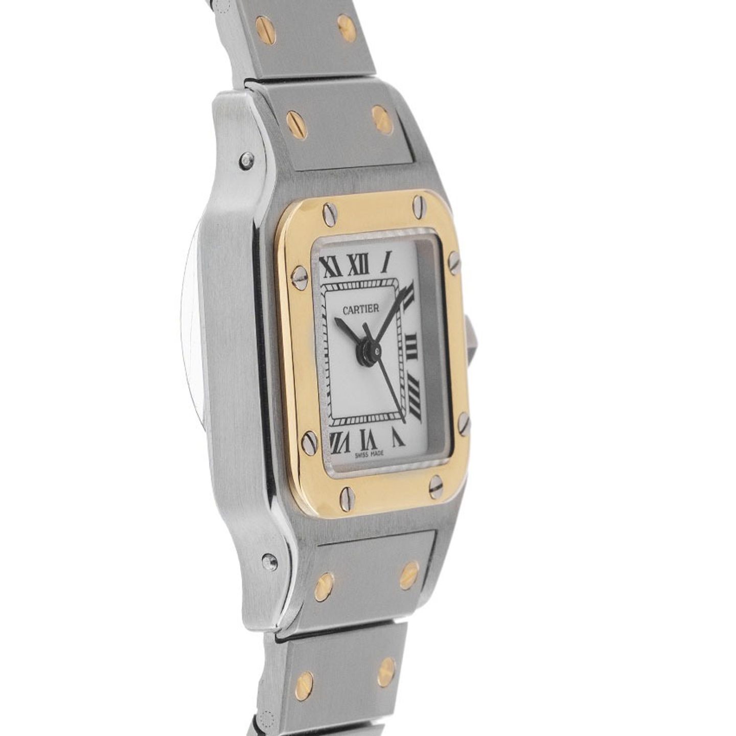 Cartier Santos 0902 (1999) - Wit wijzerplaat 24mm Goud/Staal (4/6)
