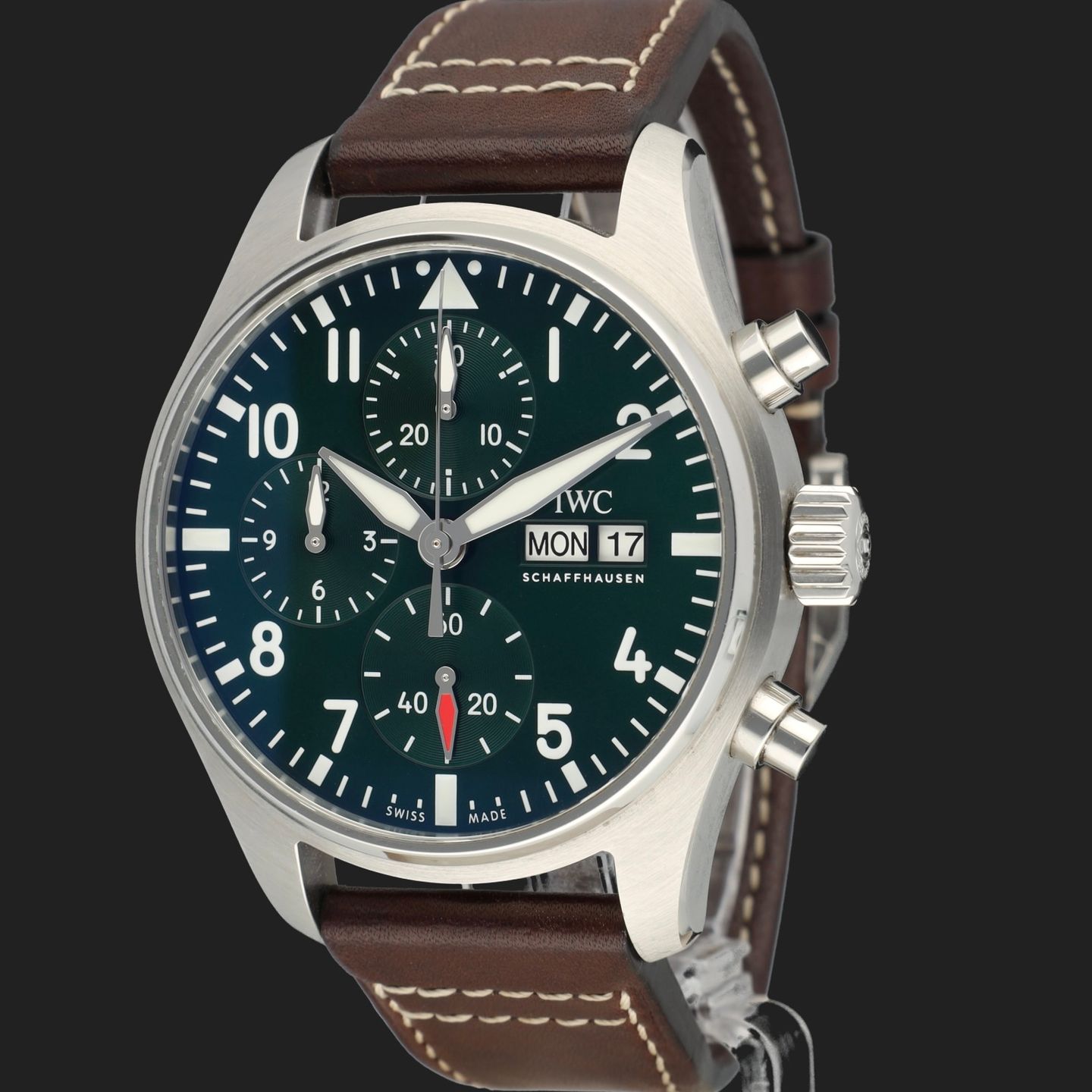 IWC Pilot Chronograph IW388103 (2022) - Groen wijzerplaat 41mm Staal (1/8)