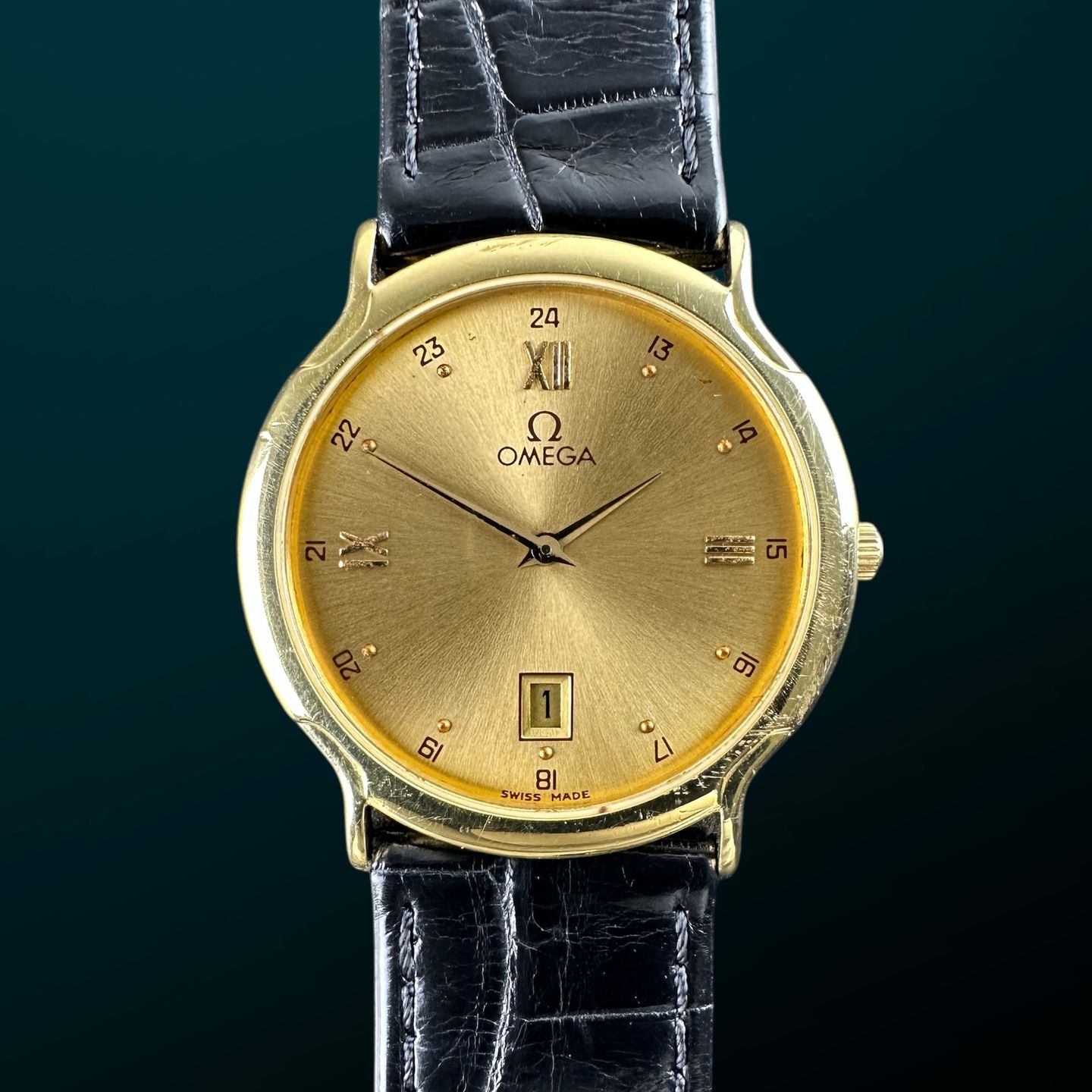 Omega Vintage 196.772 (1985) - Goud wijzerplaat 31mm Geelgoud (1/8)