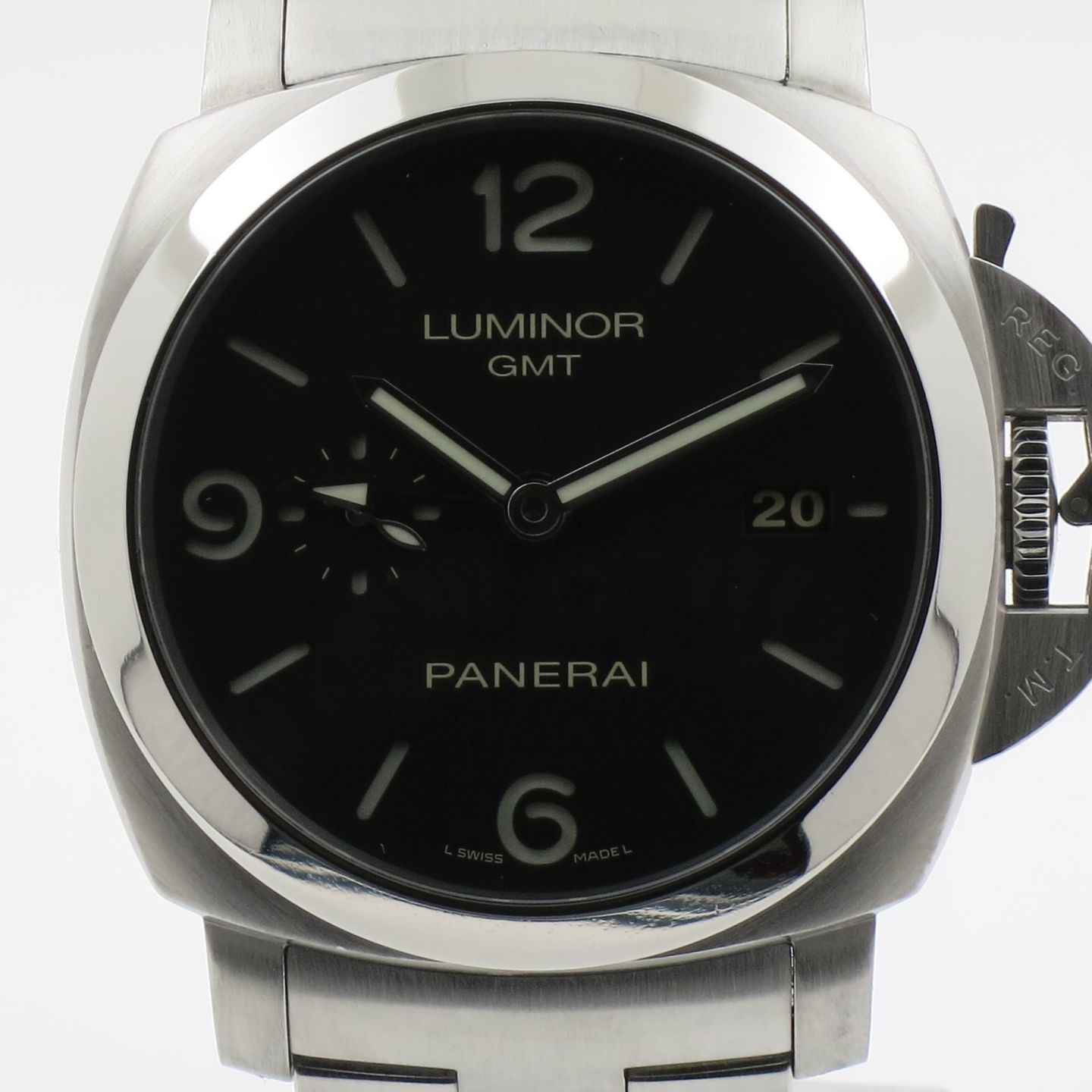 Panerai Luminor 1950 3 Days GMT Automatic PAM 00329 (2012) - Black dial 44 mm Steel case (1/4)