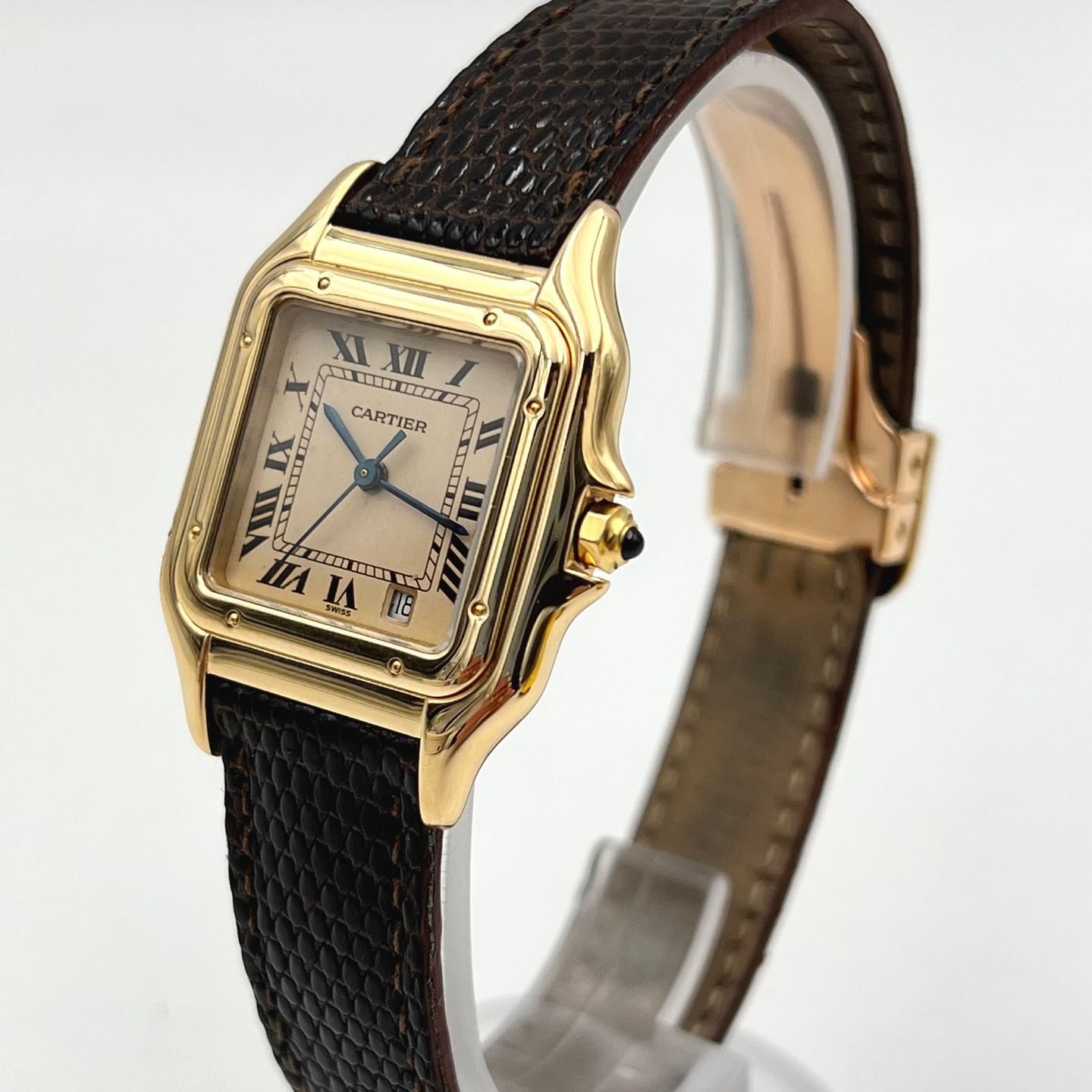 Cartier Tank Américaine 1740 (Unknown (random serial)) - Yellow dial 27 mm Yellow Gold case (2/7)