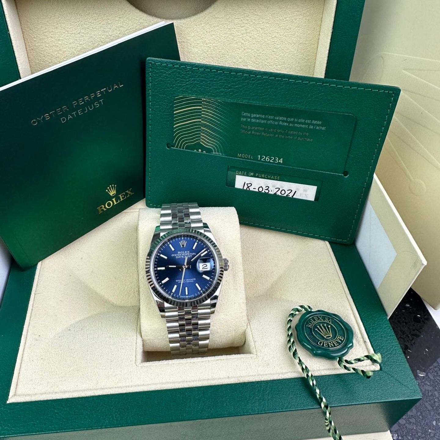 Rolex Datejust 36 126234 (2021) - Blauw wijzerplaat 36mm Staal (1/1)