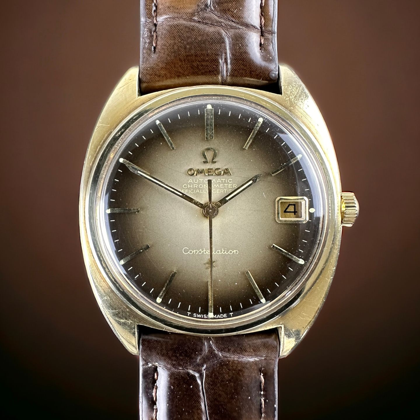 Omega Constellation 168.017 (1967) - Brown dial 36 mm Gold/Steel case (1/8)