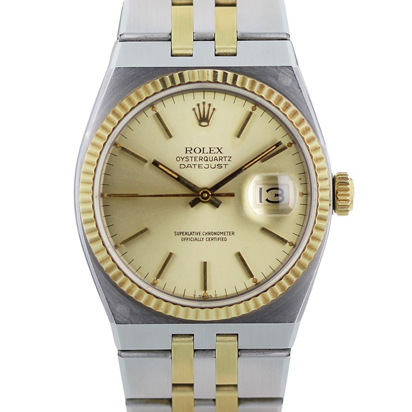 Rolex Datejust Oysterquartz 17013 (Unknown (random serial)) - Champagne dial 42 mm Gold/Steel case (1/1)