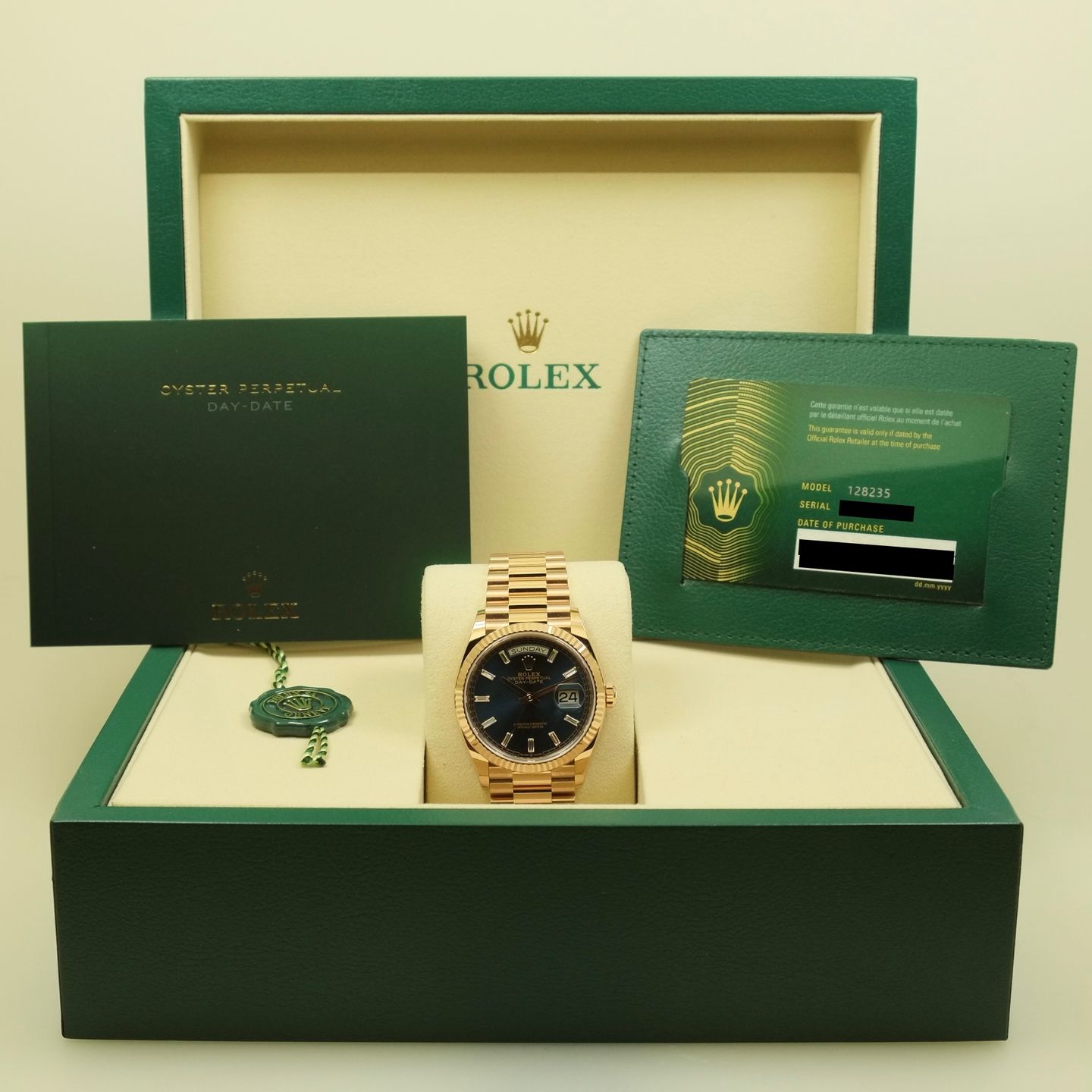 Rolex Day-Date 36 128235 (2025) - Blue dial 36 mm Rose Gold case (4/6)