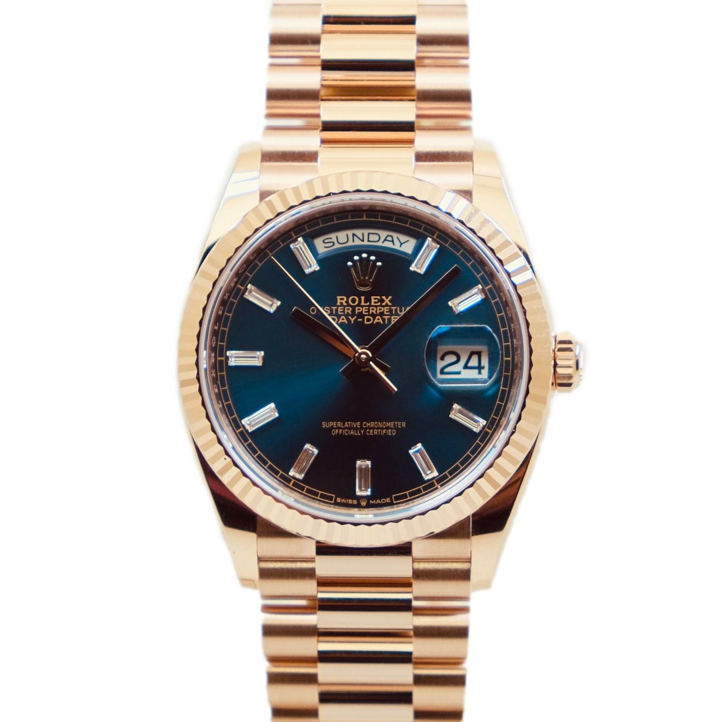 Rolex Day-Date 36 128235 (2025) - Blue dial 36 mm Rose Gold case (1/6)