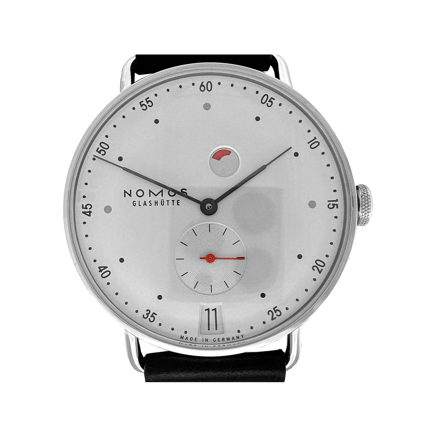 NOMOS Metro Datum Gangreserve 1101 (2024) - Zilver wijzerplaat 37mm Staal (1/8)