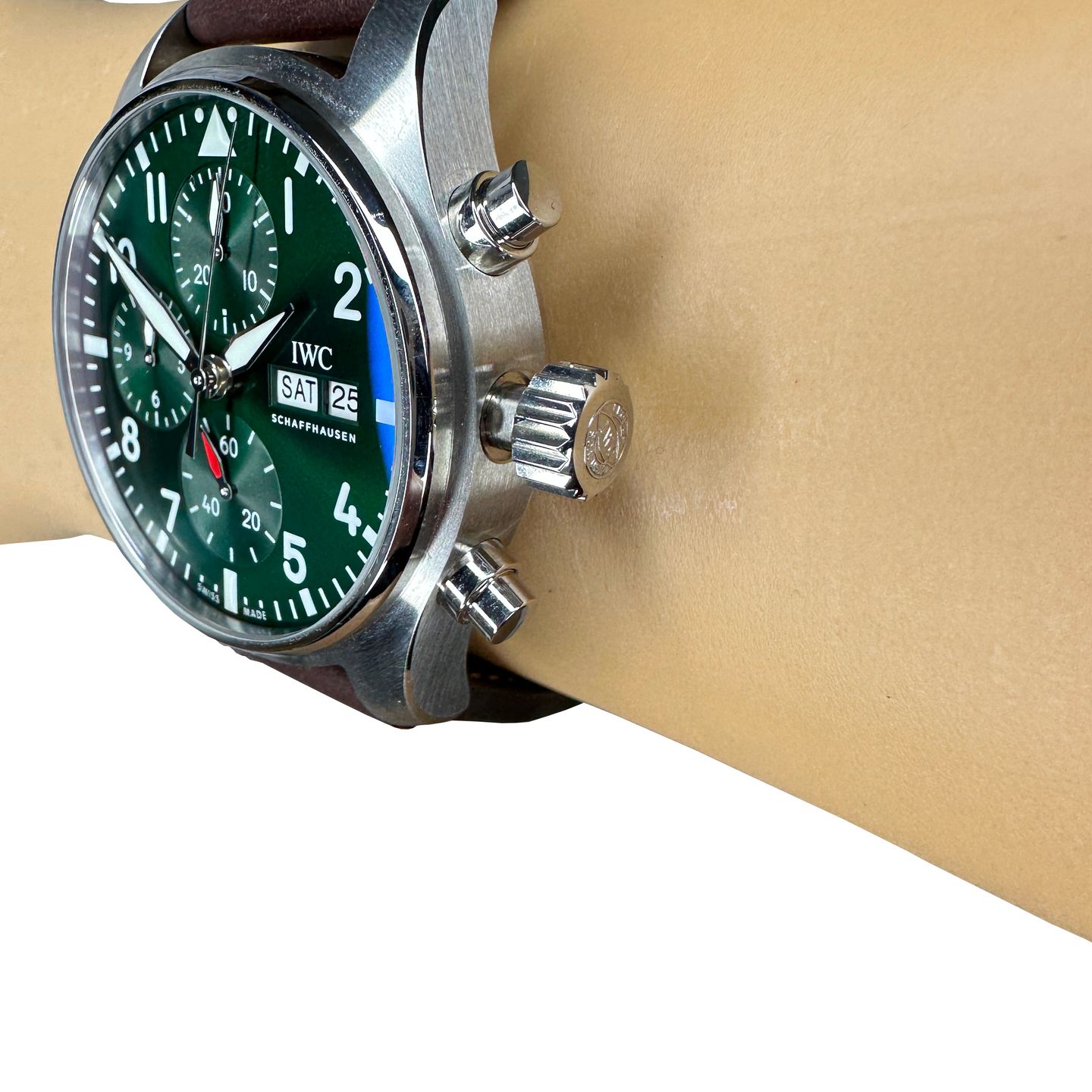 IWC Pilot Chronograph IW388103 (2024) - Groen wijzerplaat 41mm Staal (5/8)