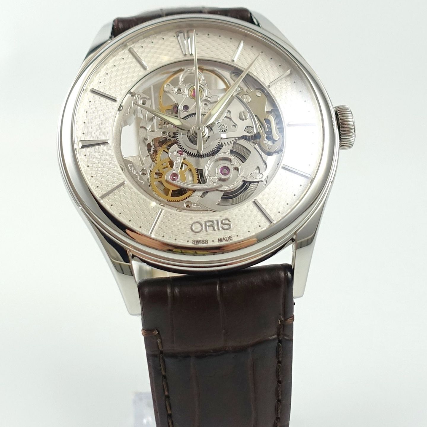 Oris Artelier Skeleton 01 734 7721 4051 (2024) - Zilver wijzerplaat 40mm Staal (2/7)