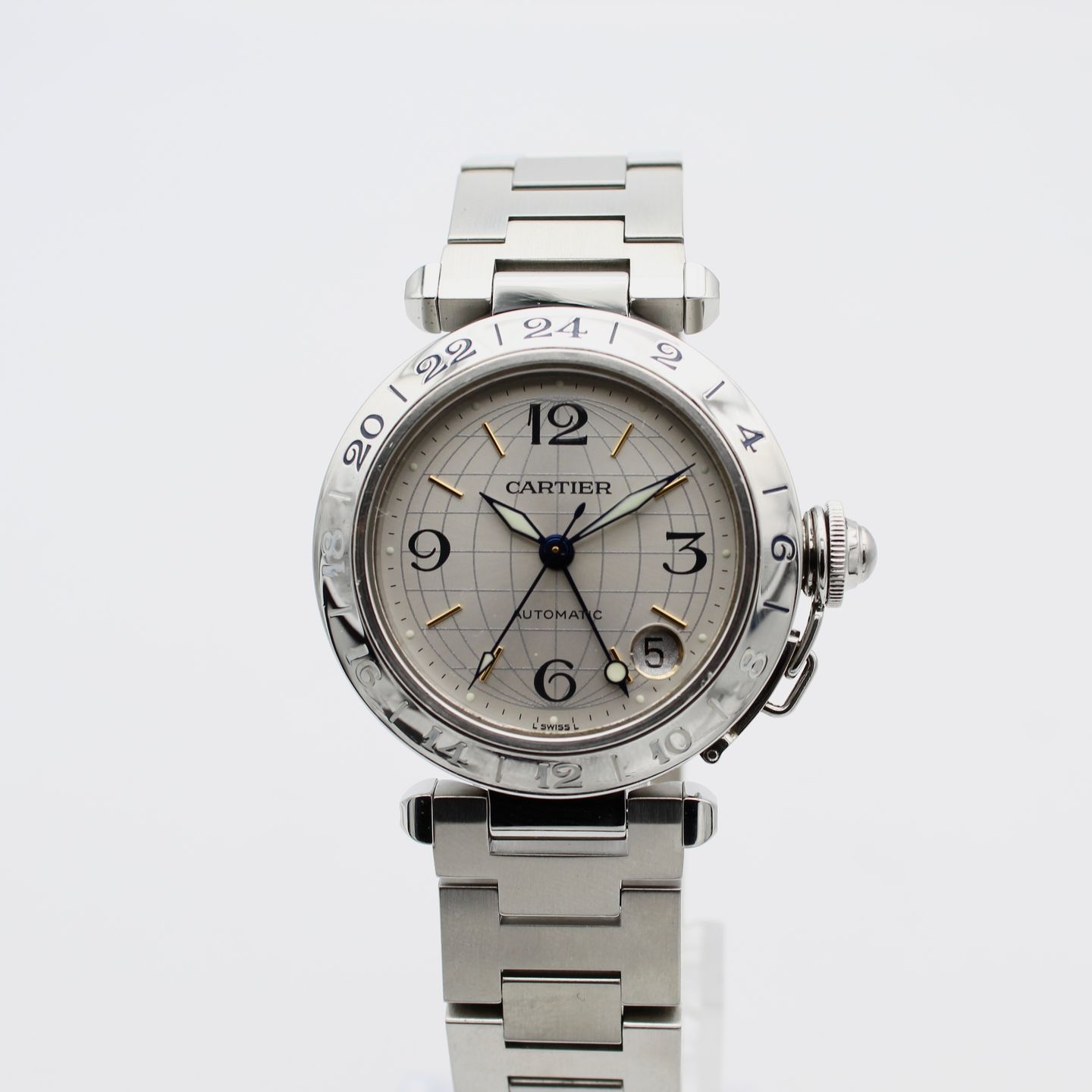 Cartier Pasha C W31029M7 (2001) - Silver dial 35 mm Steel case (1/8)