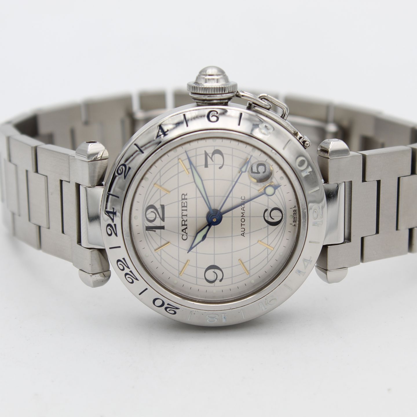 Cartier Pasha C W31029M7 (2001) - Silver dial 35 mm Steel case (5/8)