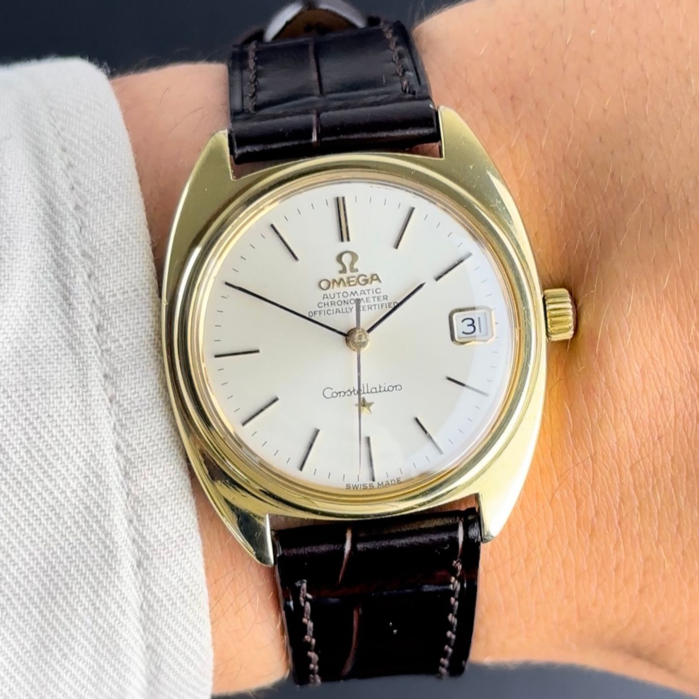 Omega Constellation 168.017 (1966) - Wit wijzerplaat 35mm Goud/Staal (2/8)