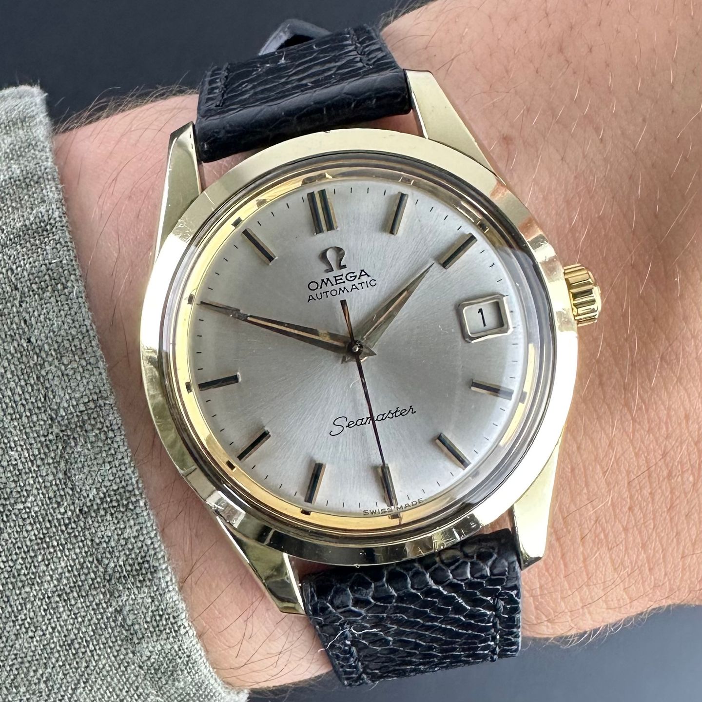 Omega Seamaster 166.010-63 SC (1963) - White dial 35 mm Gold/Steel case (2/8)