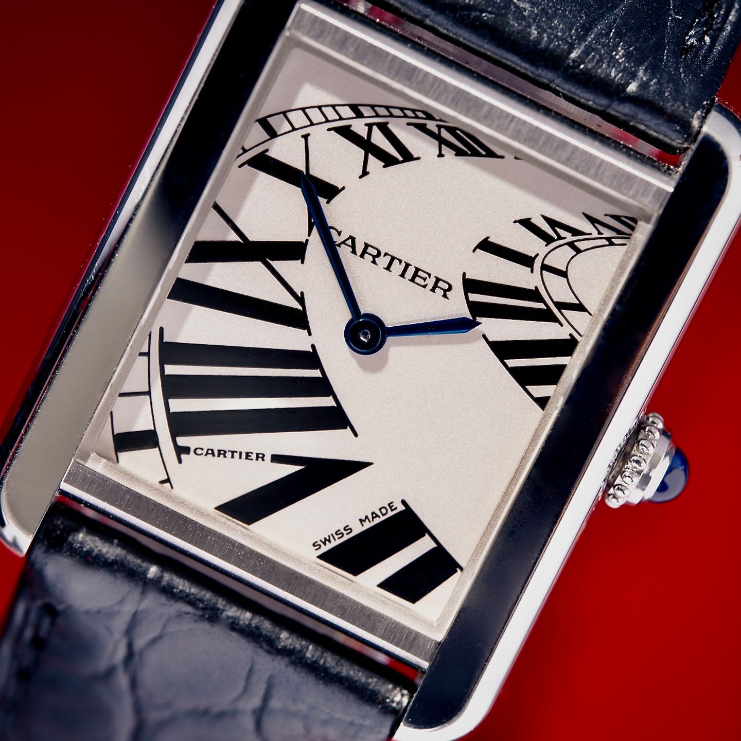 Cartier Tank Solo 3170 (2010) - Zilver wijzerplaat 24mm Staal (1/8)