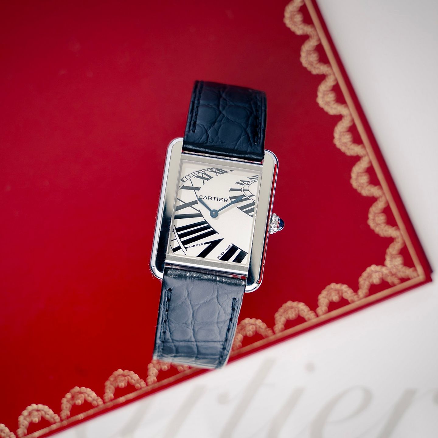 Cartier Tank Solo 3170 (2010) - Zilver wijzerplaat 24mm Staal (2/8)