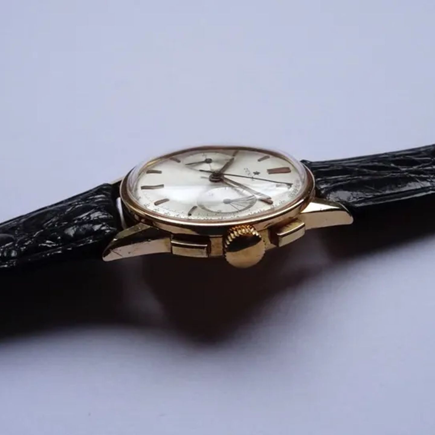 Zenith Vintage `146 (1956) - Zilver wijzerplaat 35mm Geelgoud (5/8)