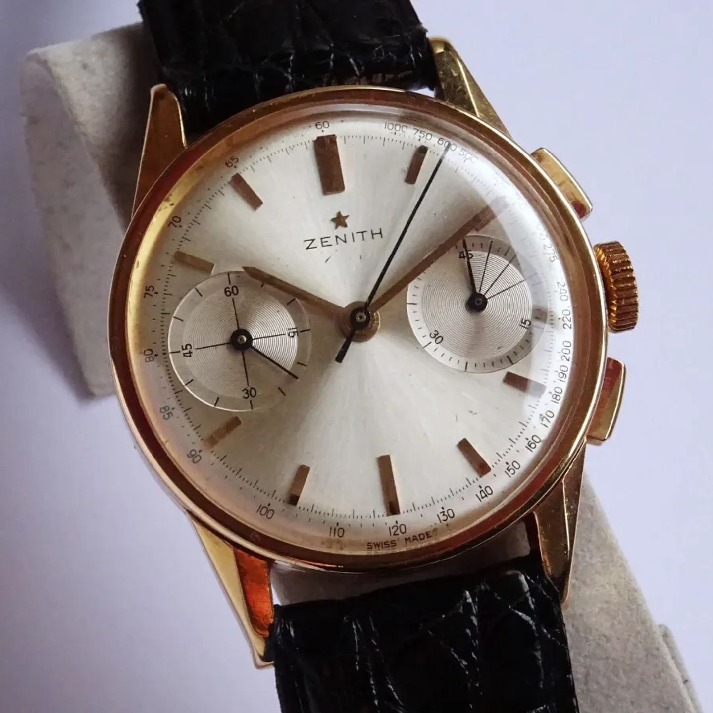 Zenith Vintage `146 (1956) - Zilver wijzerplaat 35mm Geelgoud (3/8)