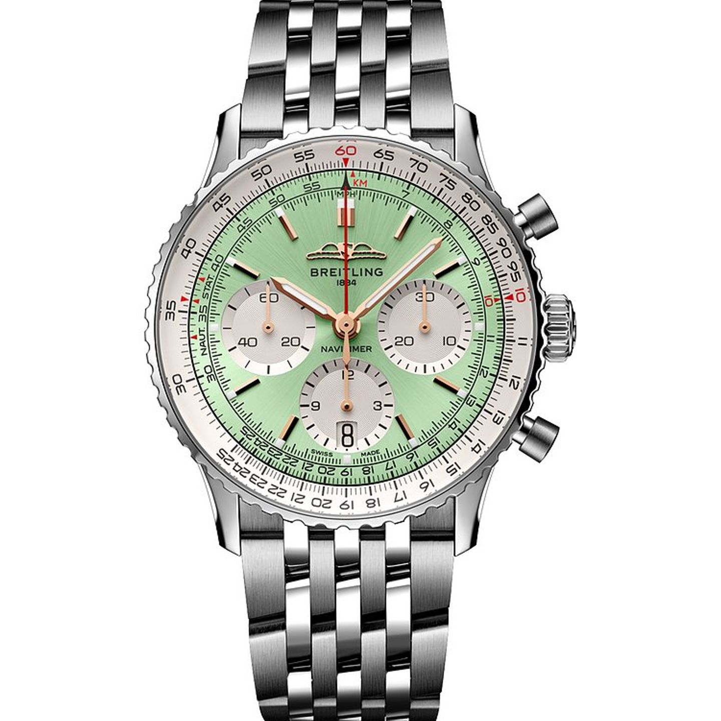 Breitling Navitimer AB0139211L1A1 (2024) - Groen wijzerplaat 41mm Staal (1/1)