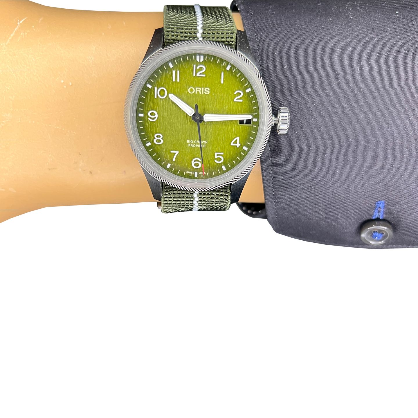 Oris Miles Tonneau 01 751 7761 4187-Set (2022) - Groen wijzerplaat 41mm Staal (8/8)