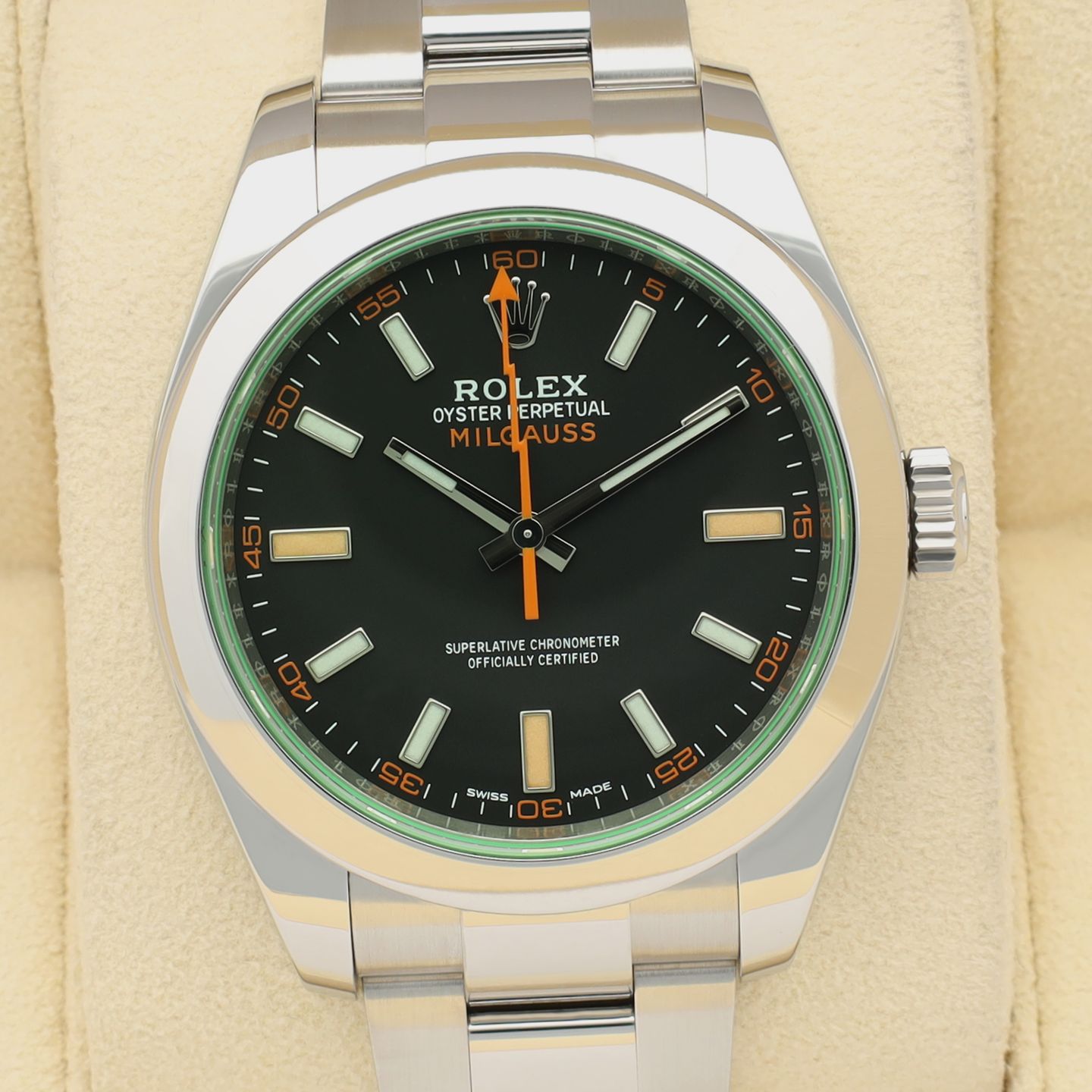 Rolex Milgauss 116400GV (2020) - Zwart wijzerplaat 40mm Staal (1/8)