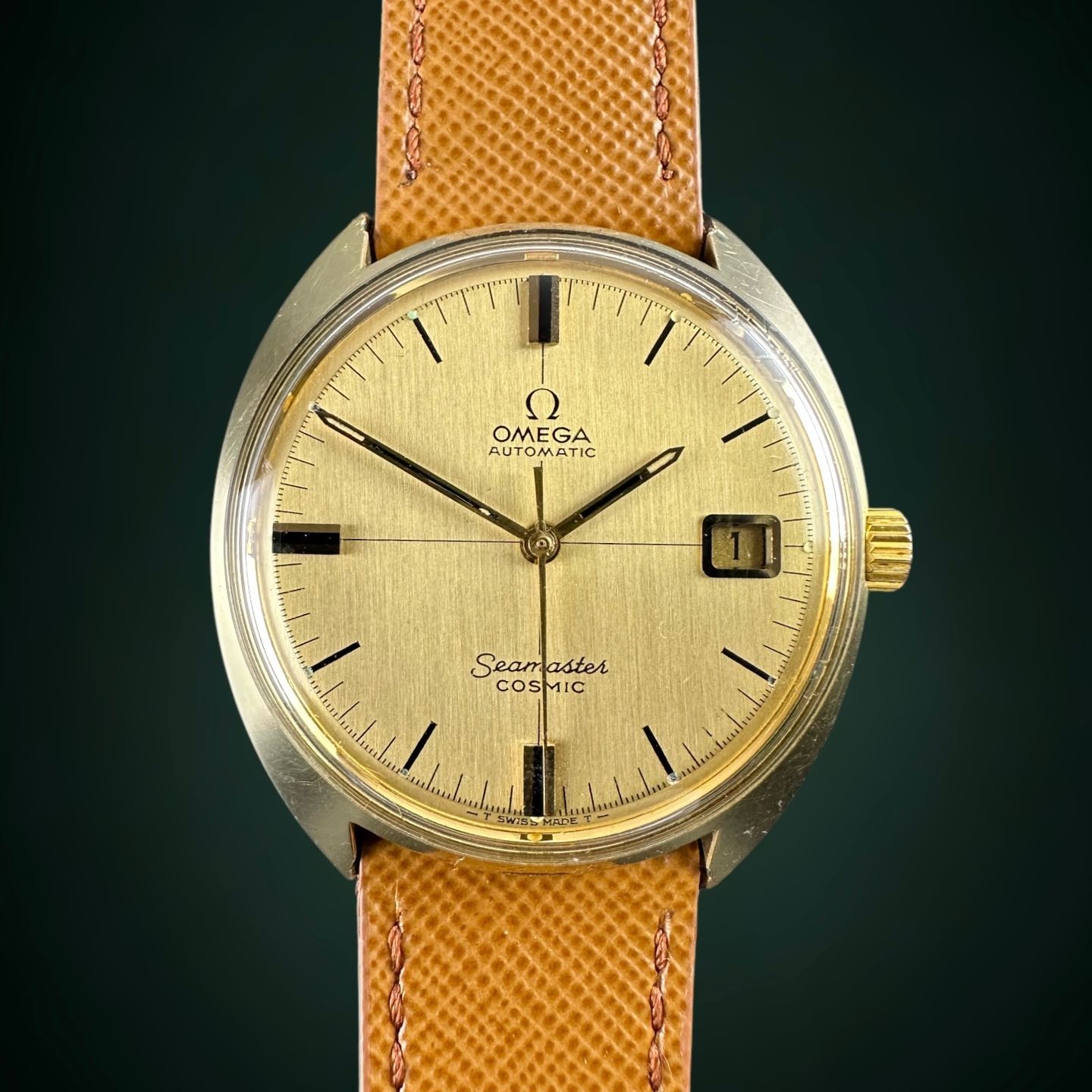 Omega Seamaster Cosmic 166.026 (1970) - Gold dial 36 mm Gold/Steel case (1/8)