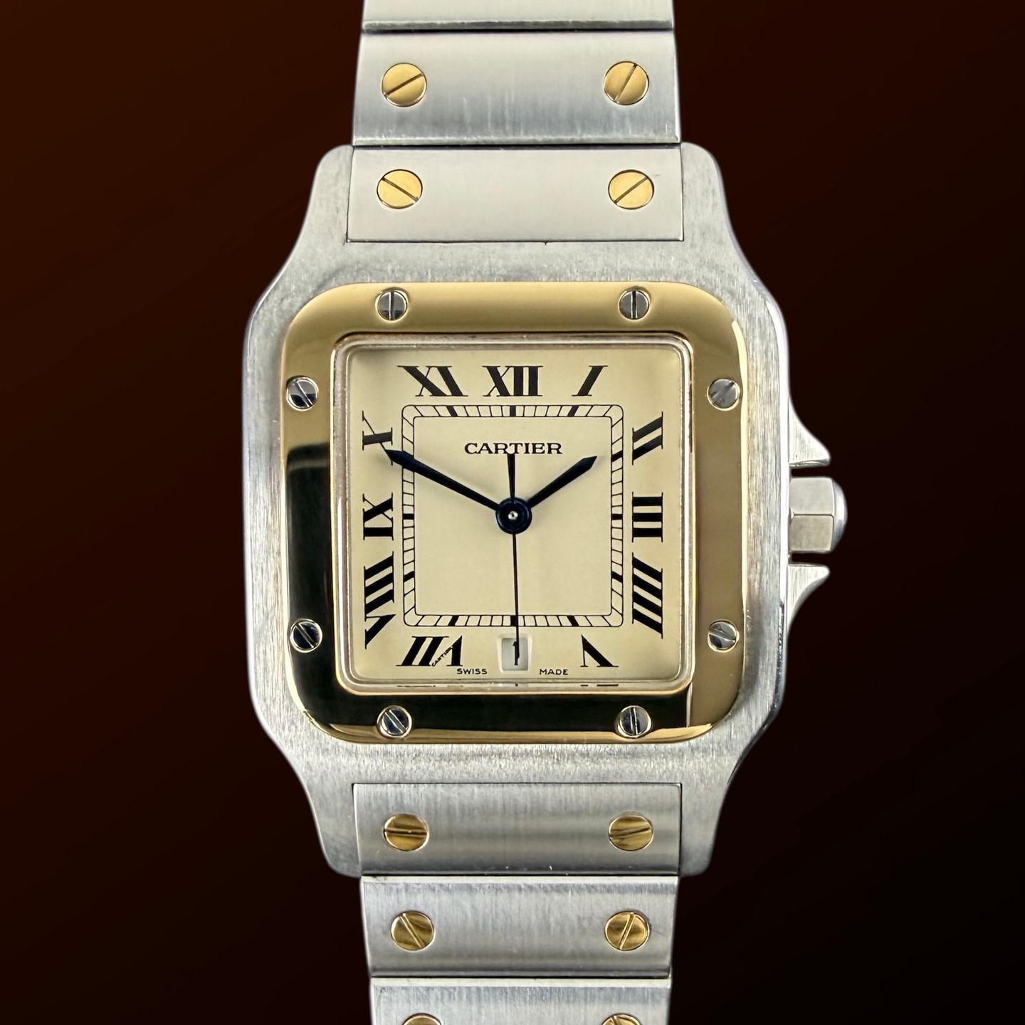 Cartier Santos W20011C4 (1999) - Wit wijzerplaat 29mm Goud/Staal (1/8)