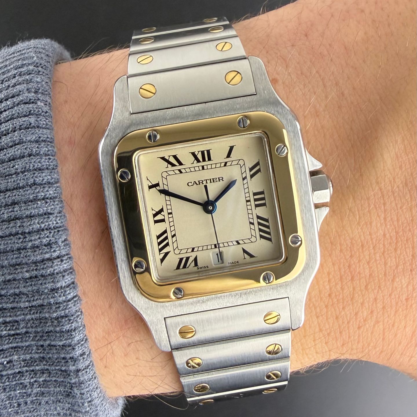 Cartier Santos W20011C4 (1999) - Wit wijzerplaat 29mm Goud/Staal (2/8)
