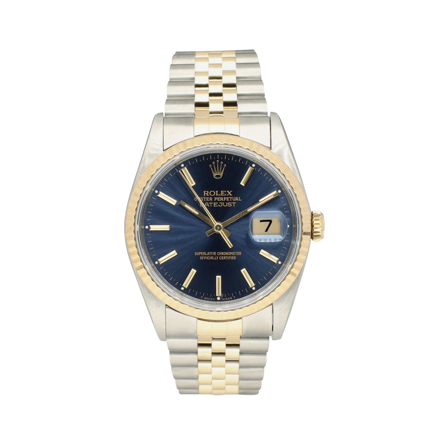 Rolex Datejust 36 16233 (1991) - Blue dial 36 mm Gold/Steel case (3/8)
