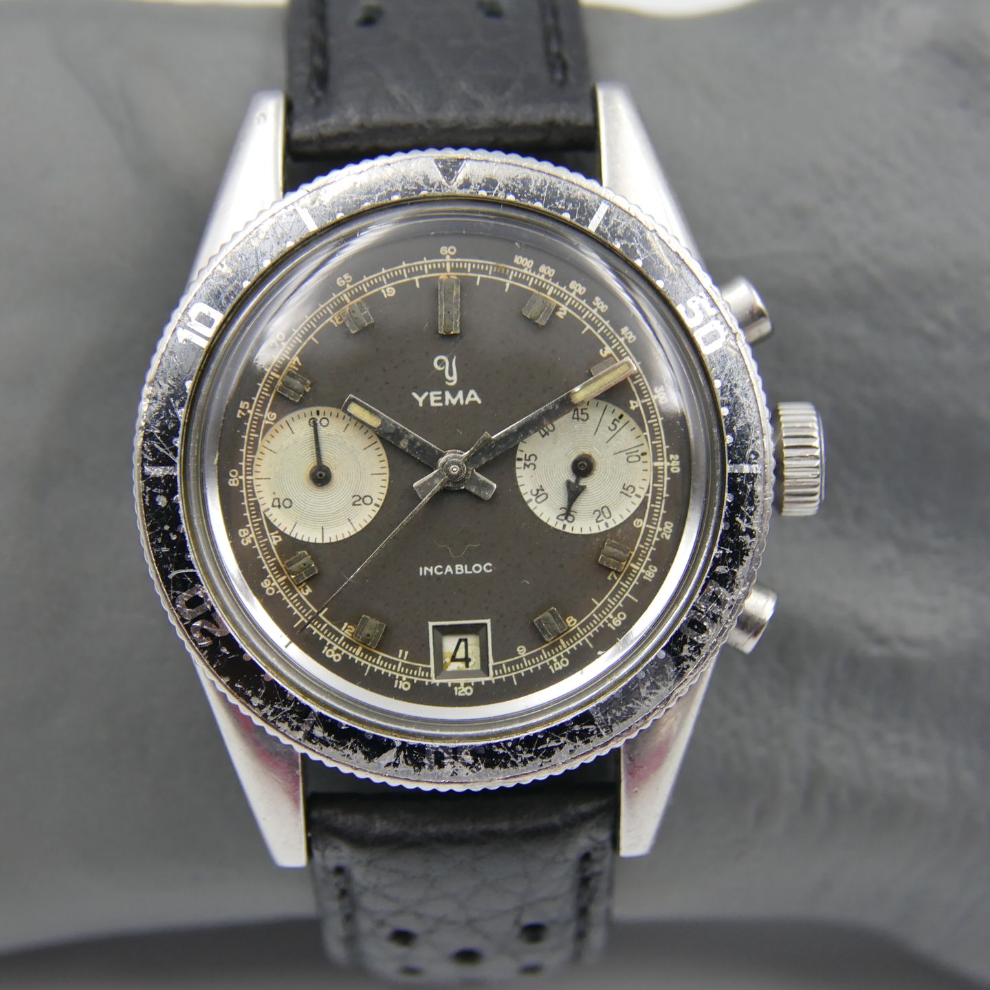 Yema Vintage 70s vintage watch Yema Daytona panda reverse chronograph valjoux 7734 steel 38mm - (5/8)