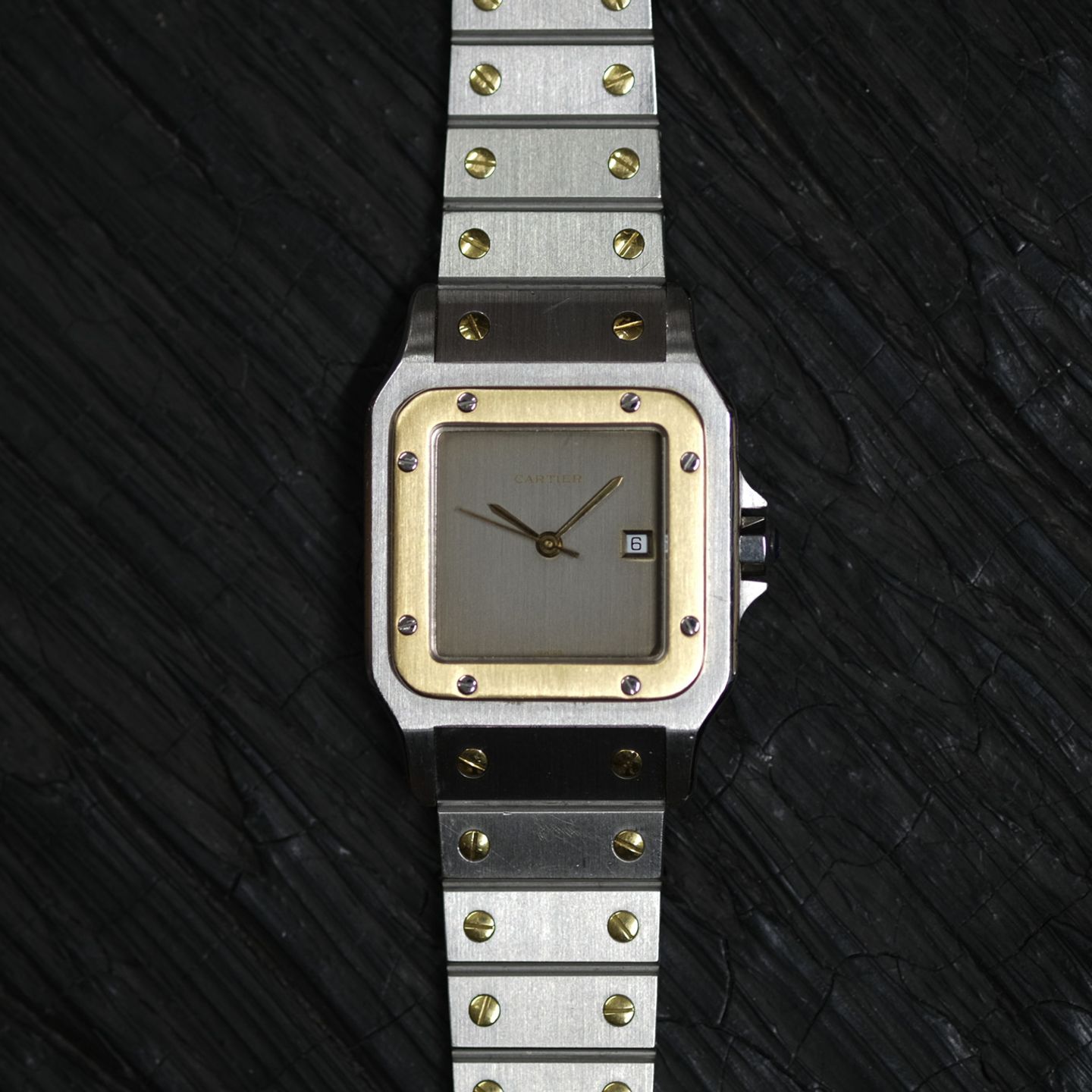 Cartier Santos 2961 (1990) - Grey dial 29 mm Gold/Steel case (2/8)